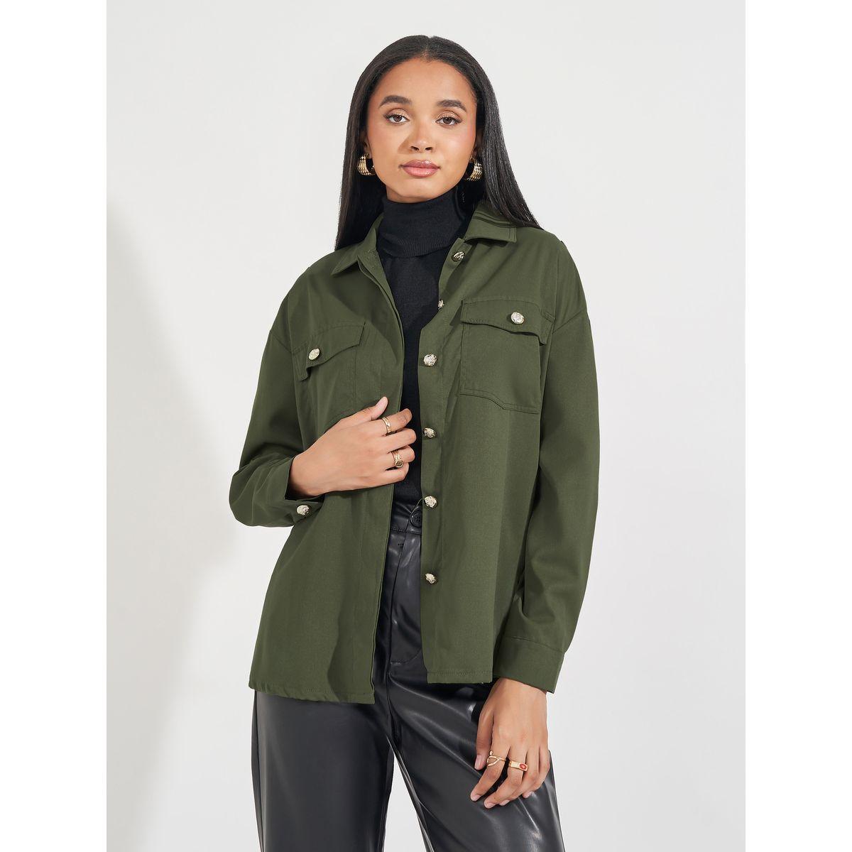Styli Twill Oversized Shirt with Flap Pockets-women-clothing-shirtsandblouses-shirts-image-3