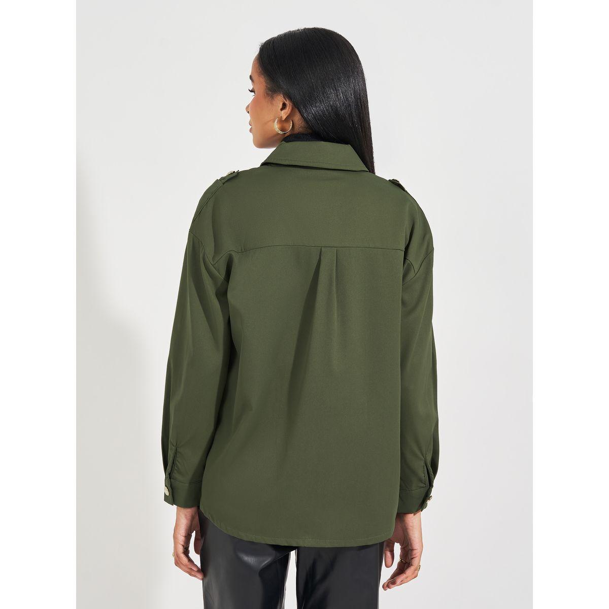 بلوزة تويل فضفاضة مع جيوب بطية إغلاق-women-clothing-shirtsandblouses-shirts-image-5