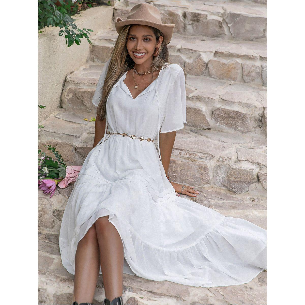 فستان طويل بحافة كشكش مع ياقة باربطة رَستي دَستي × ستايلي-women-clothing-dresses-image-2
