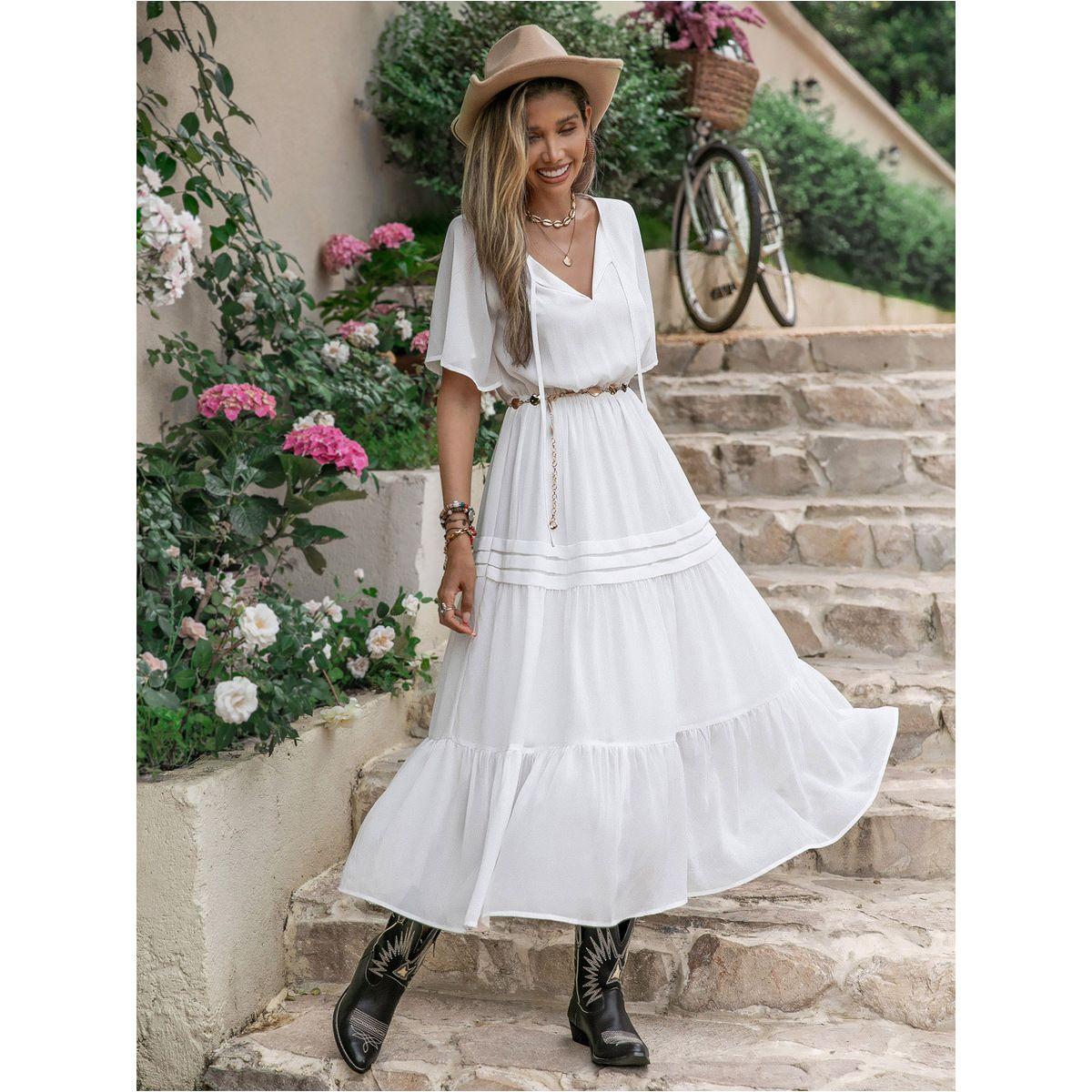 فستان طويل بحافة كشكش مع ياقة باربطة رَستي دَستي × ستايلي-women-clothing-dresses-image-3