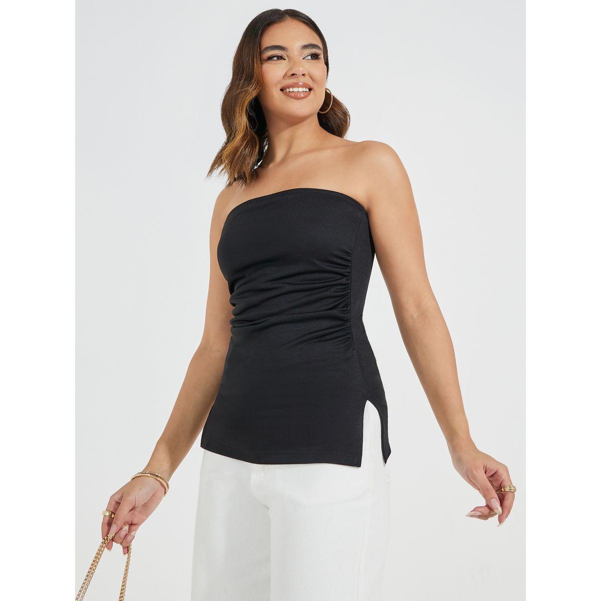 Styli Fitted Bandeau Top with Gathered Detail-women-clothing-tshirts-image-1