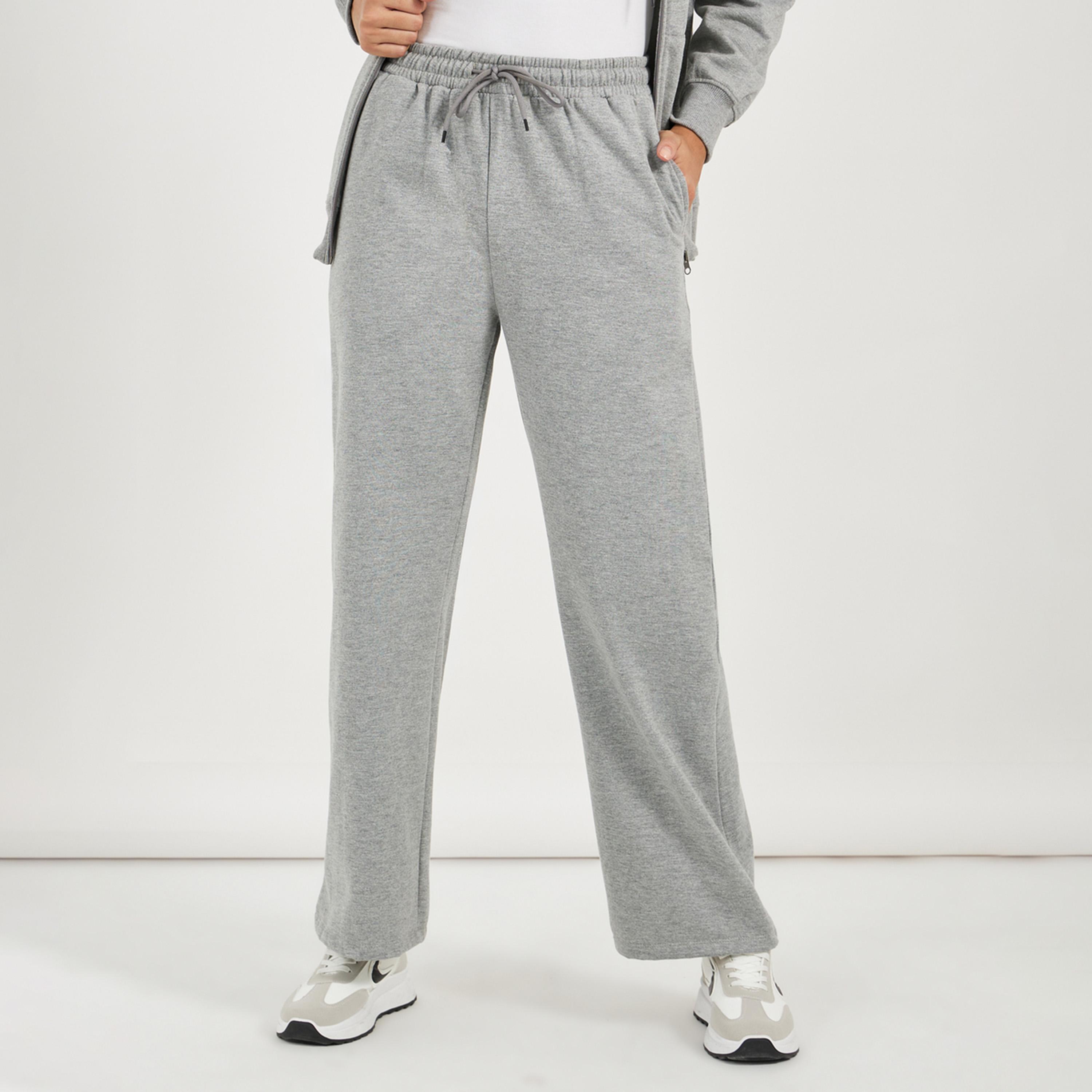 Styli Solid Front Zip Hoodie and Wide Leg Joggers Co-Ords-women-clothing-coordsets-image-4