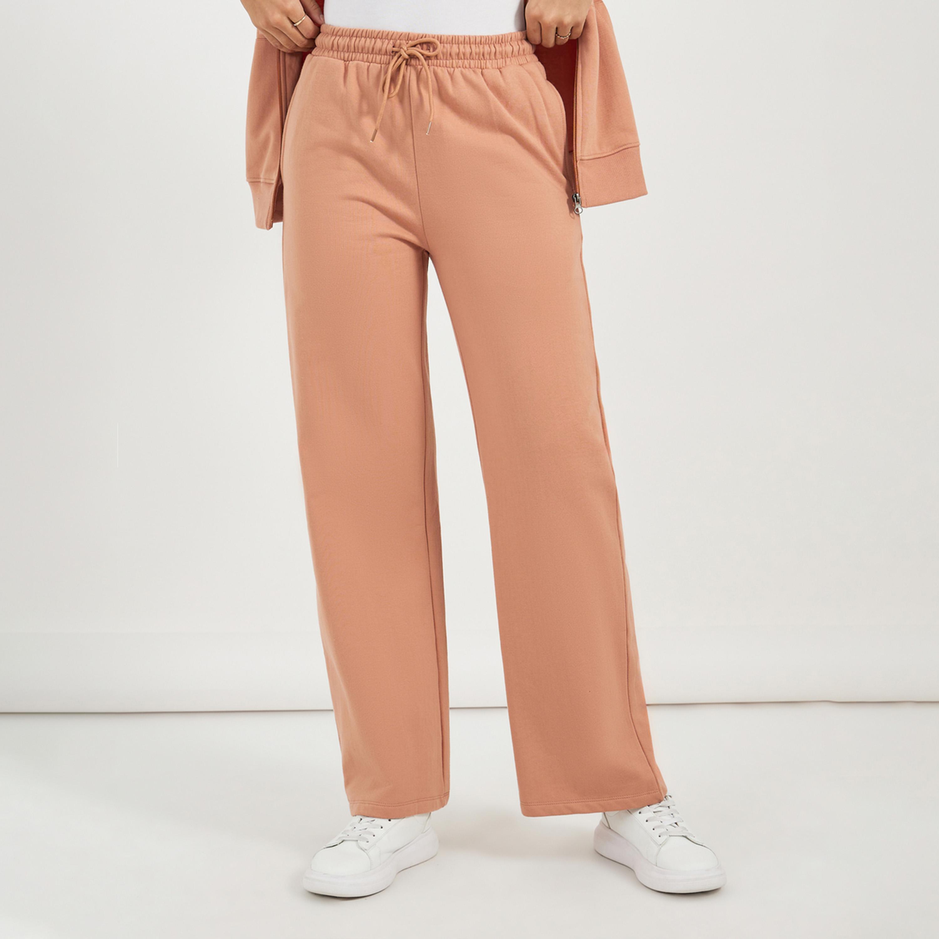 ستايلي - طقم هودي بسحاب أمامي سادة وبنطال رياضي واسع الساق-women-clothing-coordsets-image-4