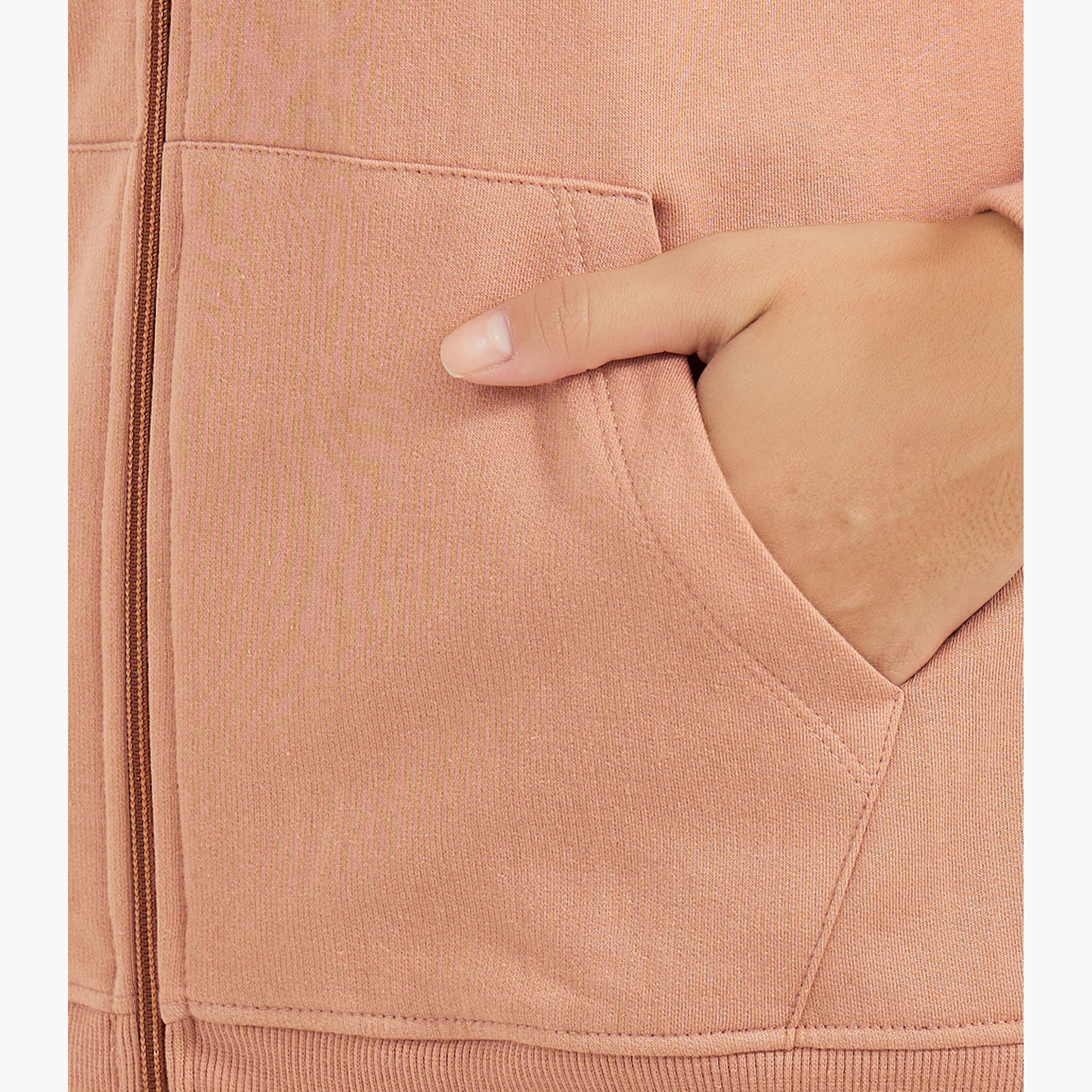 Styli Solid Front Zip Hoodie and Wide Leg Joggers Co-Ords-women-clothing-coordsets-image-5