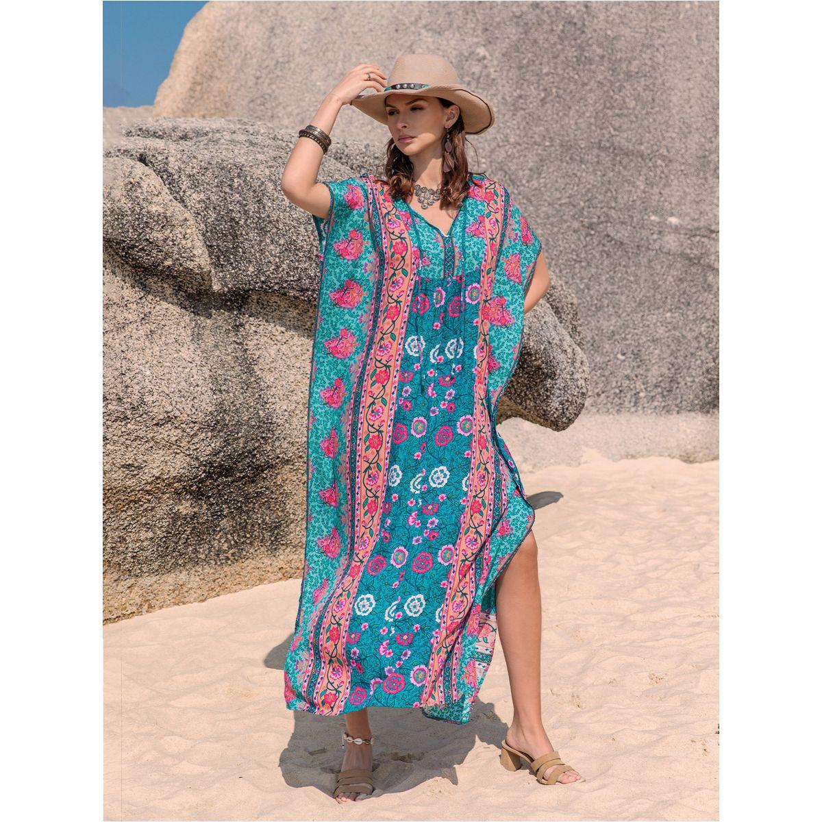 فستان طويل مطبع بطبعة زهور رَستي دَستي × ستايلي-women-clothing-dresses-image-1