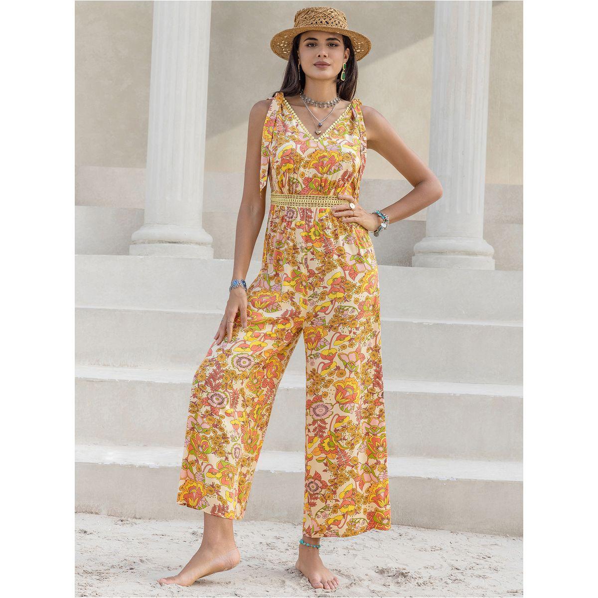 جمبسوت بارجل واسعة وطبعة زهور مع تفاصيل دانتيل رَستي دَستي × ستايلي-women-clothing-jumpsuits-image-1