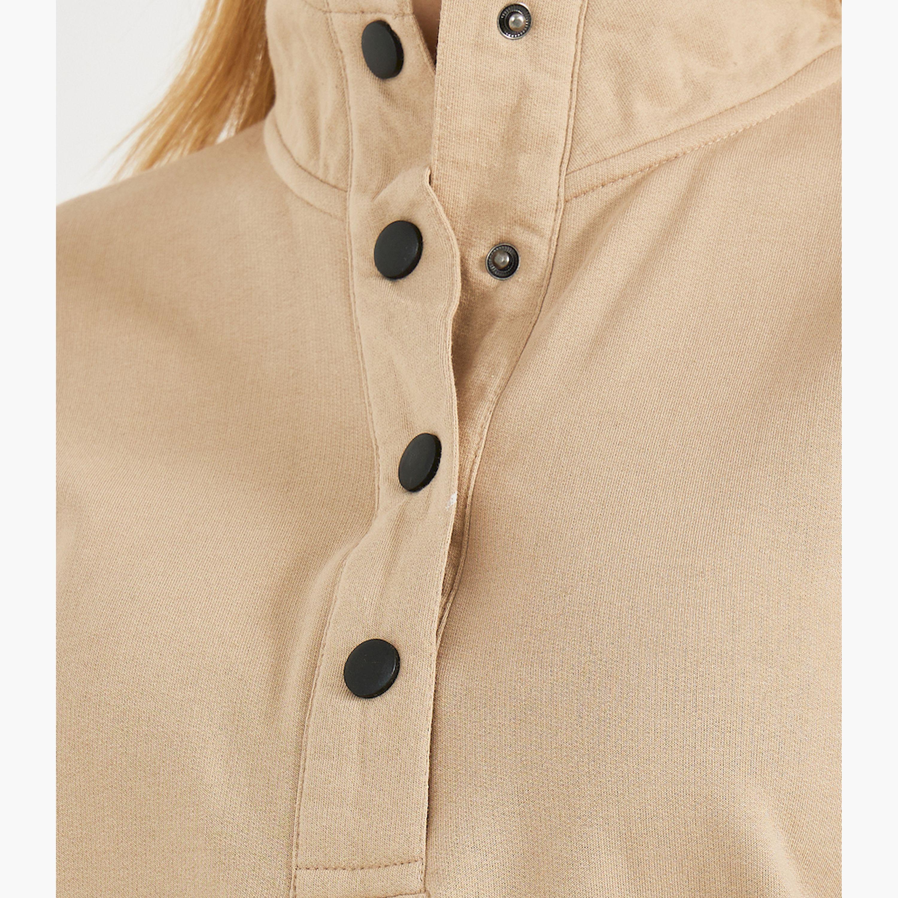 Styli Snap Button Placket Sweatshirt and Cuffed Joggers Co-Ords-women-clothing-coordsets-image-3
