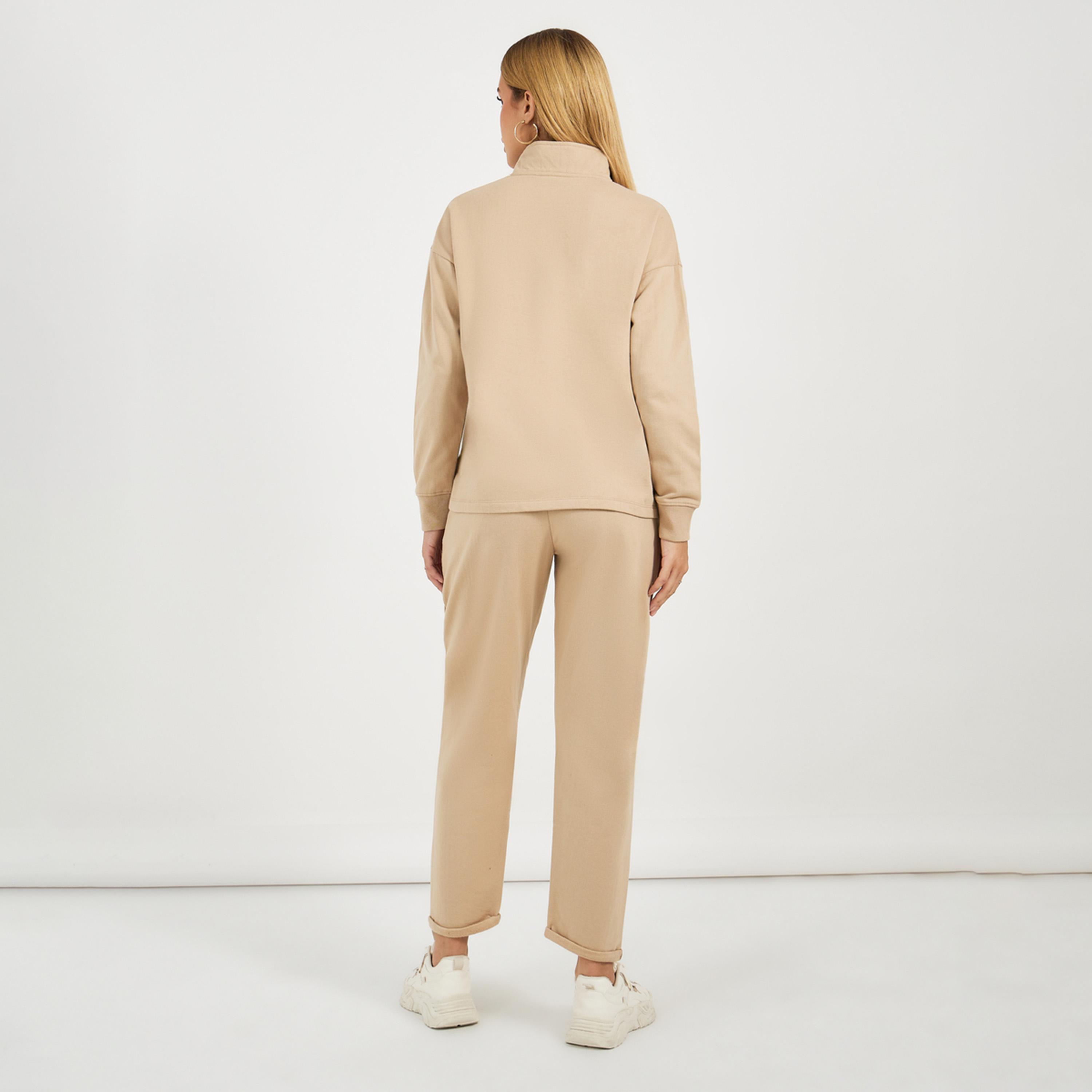 Styli Snap Button Placket Sweatshirt and Cuffed Joggers Co-Ords-women-clothing-coordsets-image-5