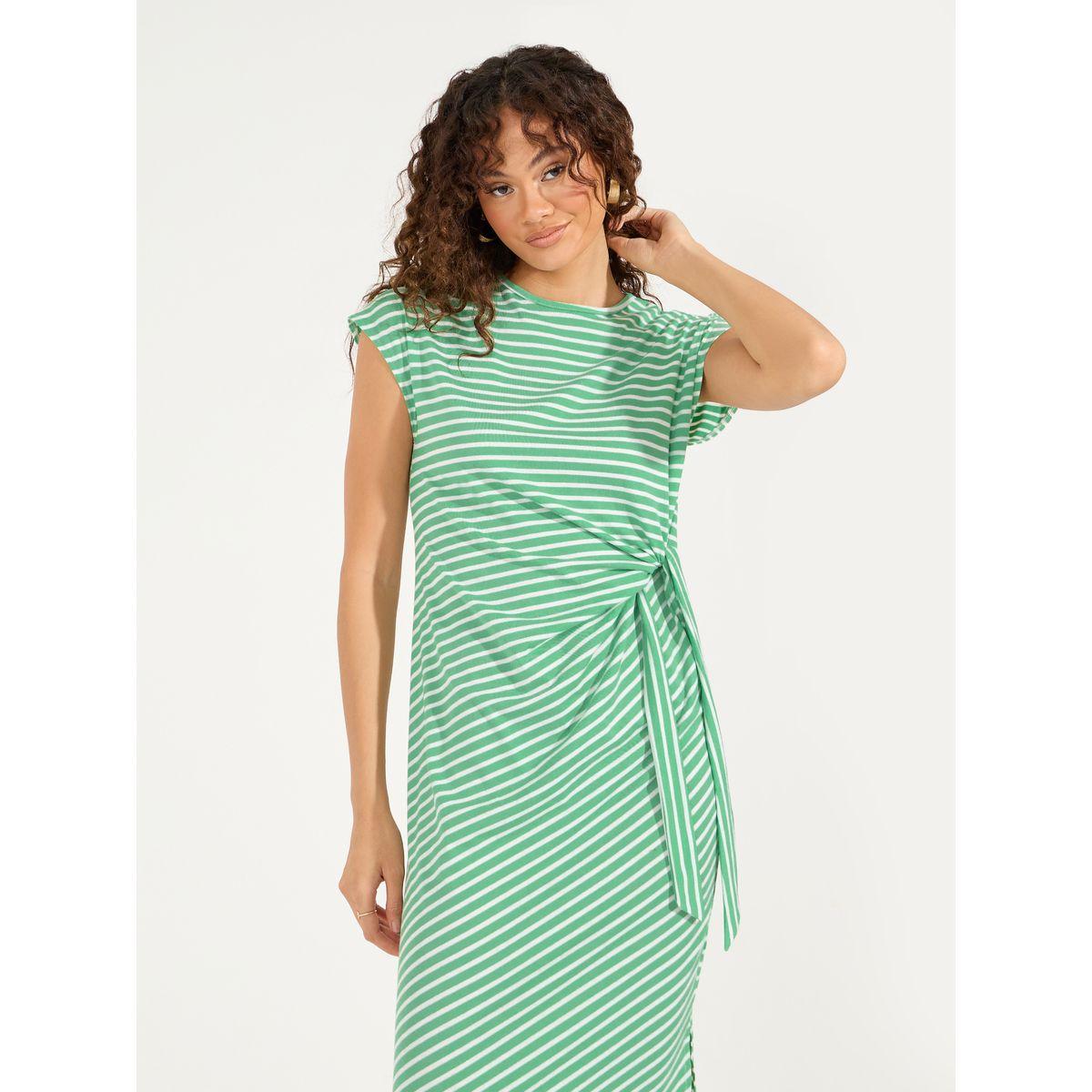 فستان ميدي مخطط مع شق جانبي-women-clothing-dresses-image-2
