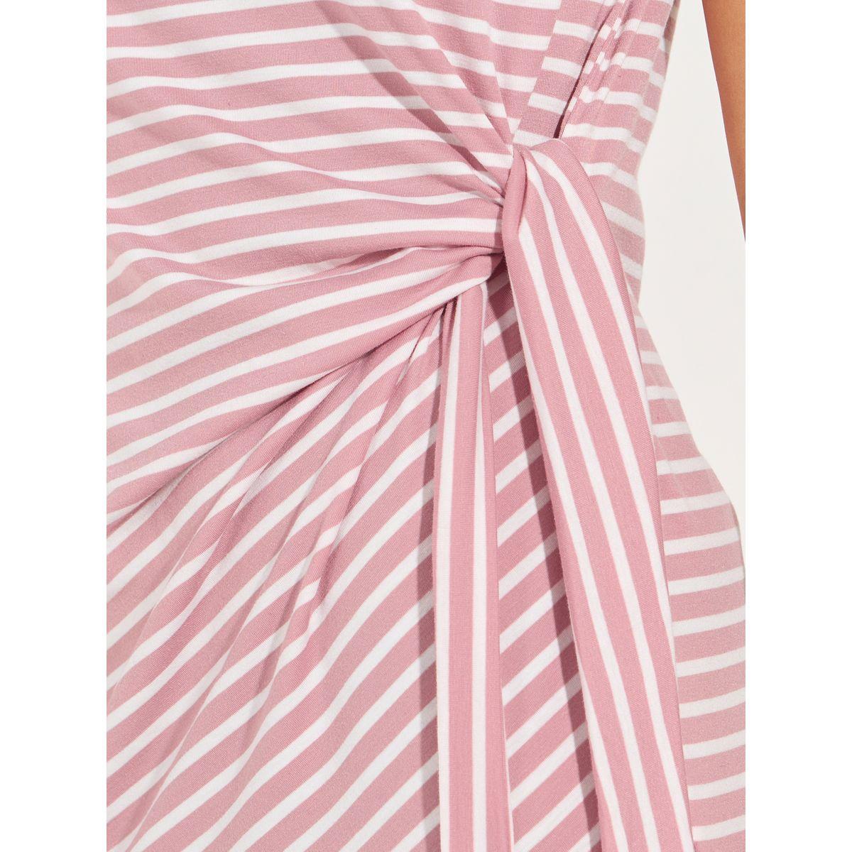 Styli Striped T-Shirt Midi Dress with Side Slit-women-clothing-dresses-image-3