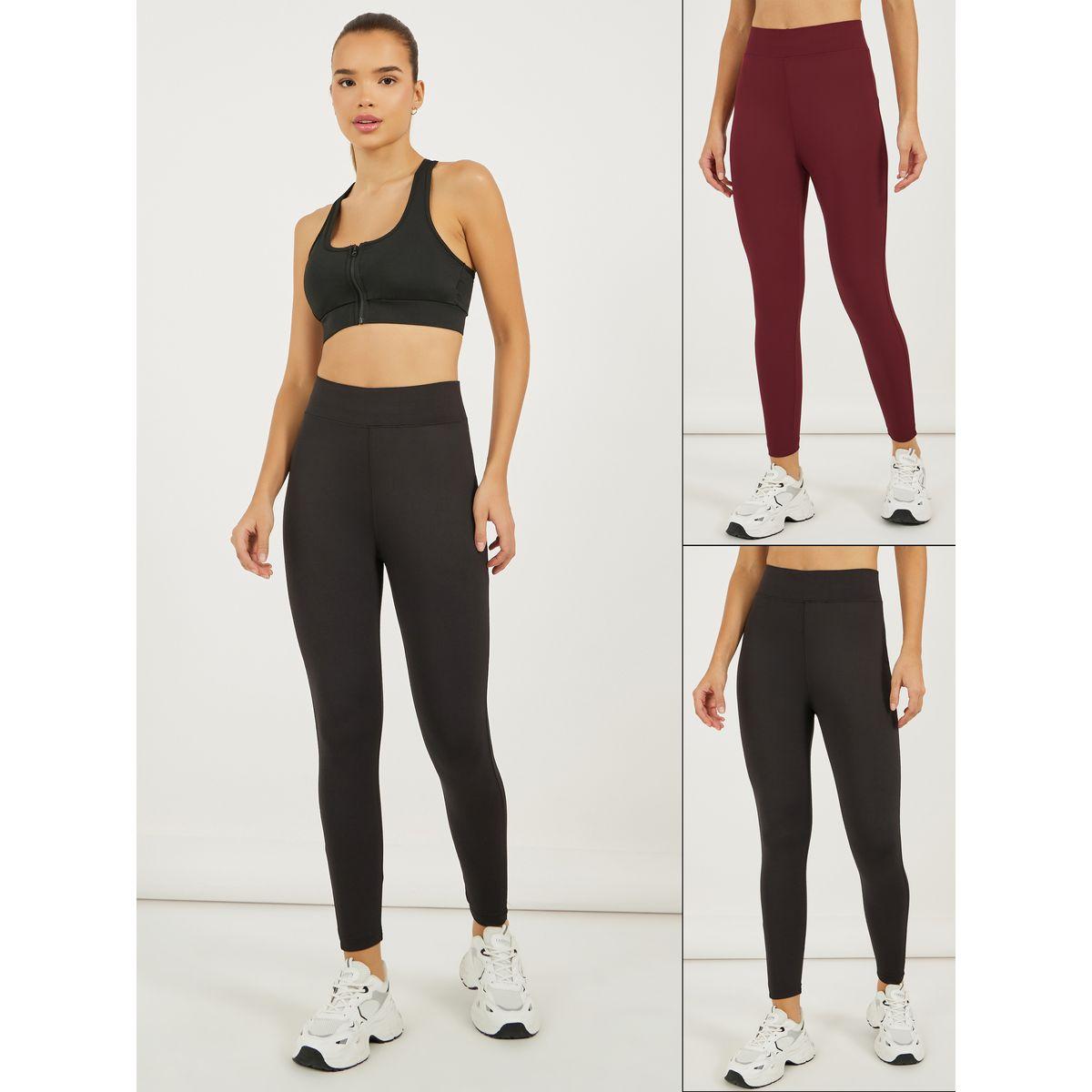 مجموعة من 2 ليقنز سادة بخصر عريض-women-clothing-sportswearandactivewear-bottoms-joggersandtrackpants-image-6