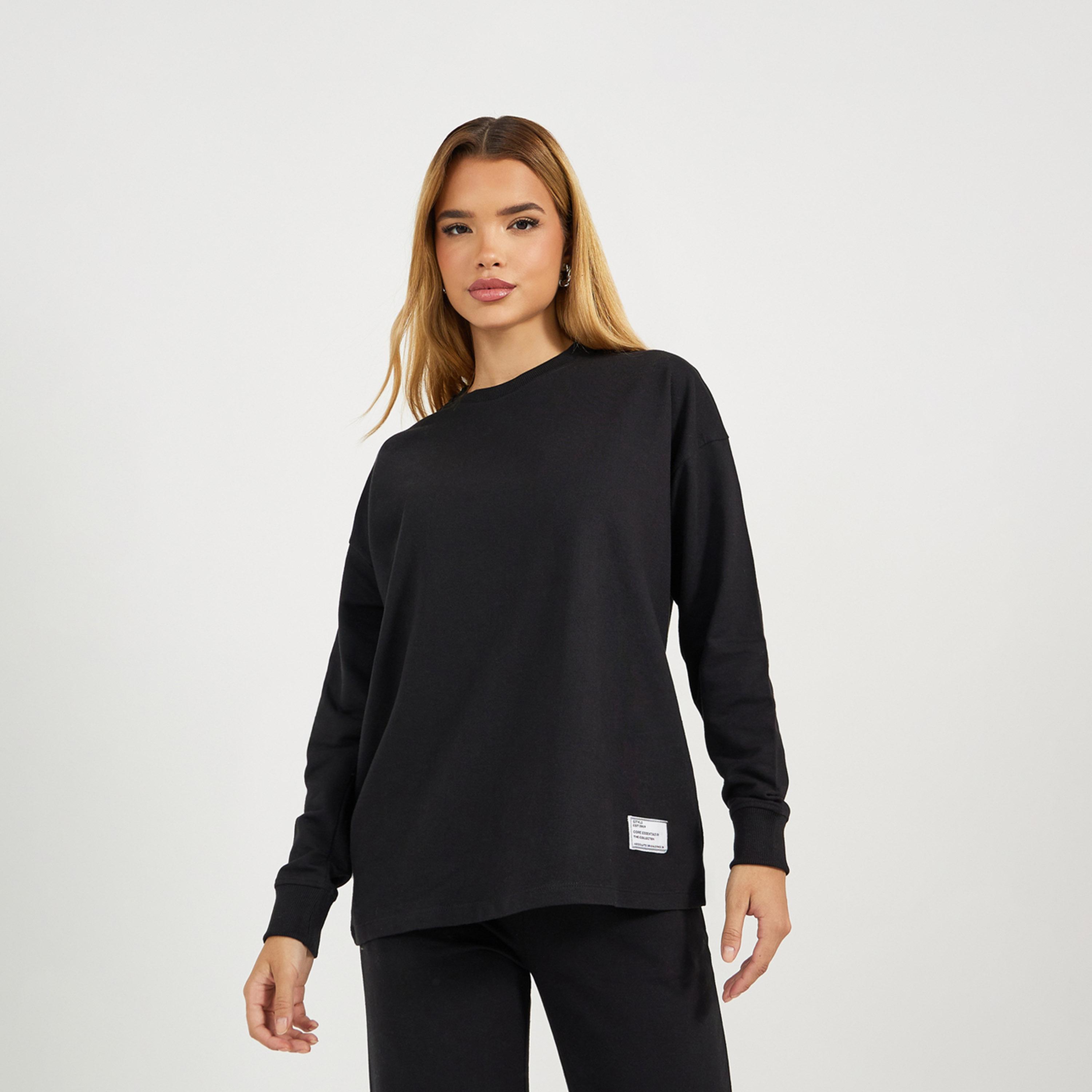 Styli Loopback Longline Sweatshirt and Wide Leg Joggers Co-Ords-women-clothing-coordsets-image-3