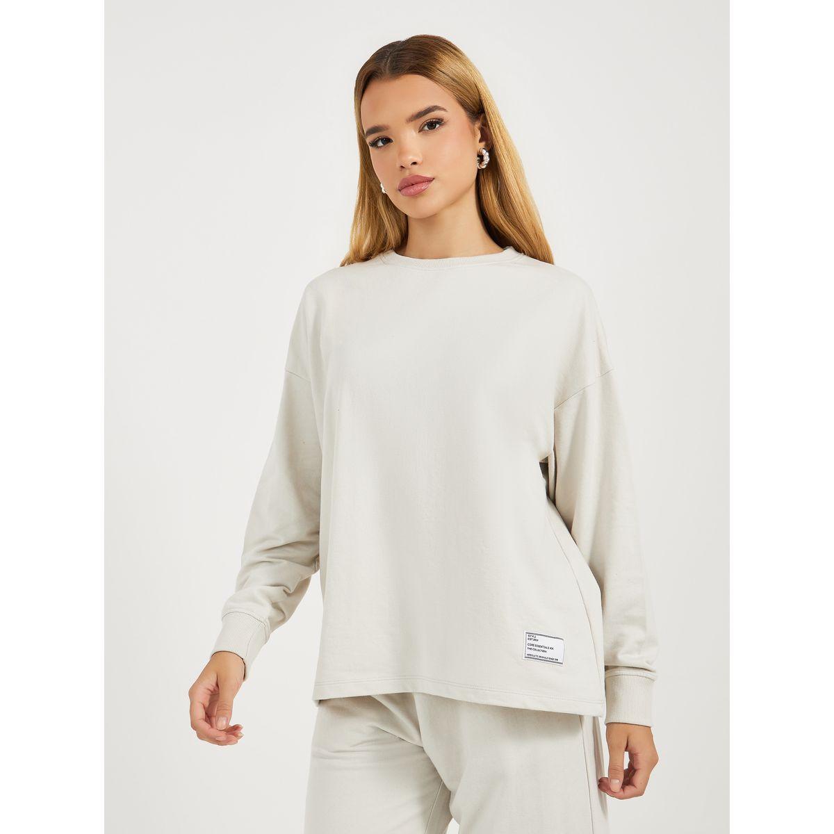 Styli Loopback Longline Sweatshirt and Wide Leg Joggers Co-Ords-women-clothing-coordsets-image-2