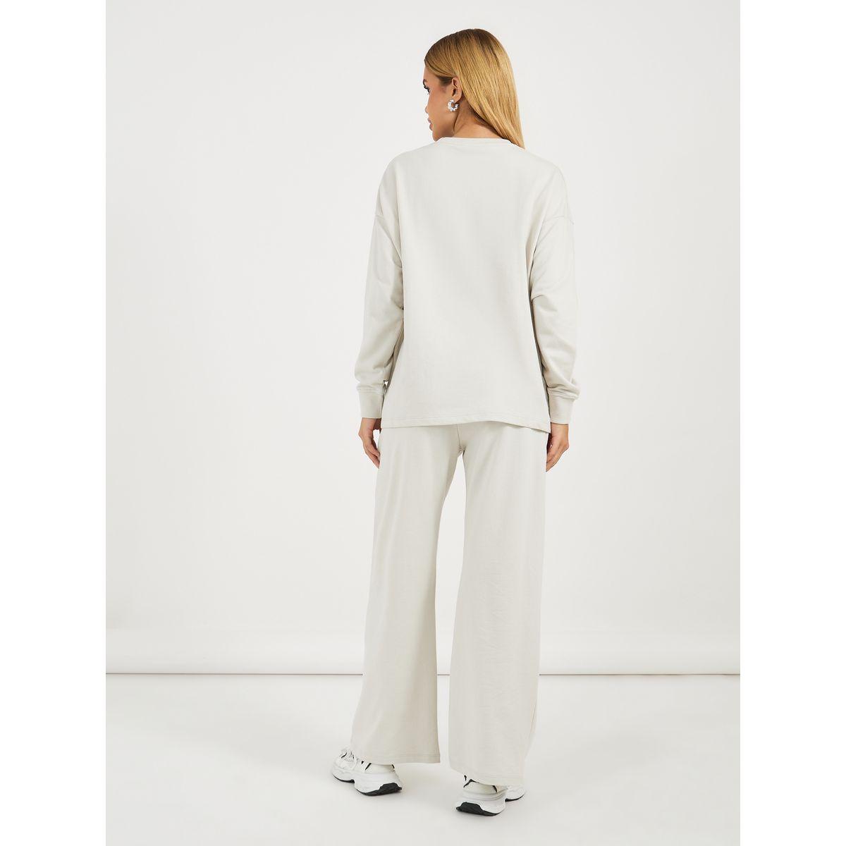 Styli Loopback Longline Sweatshirt and Wide Leg Joggers Co-Ords-women-clothing-coordsets-image-5