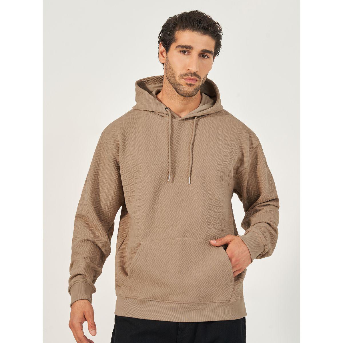 Styli Geo Textured Relaxed Fit Hoodie with Kangaroo Pocket-men-winterwear-hoodiesandsweatshirts-image-1