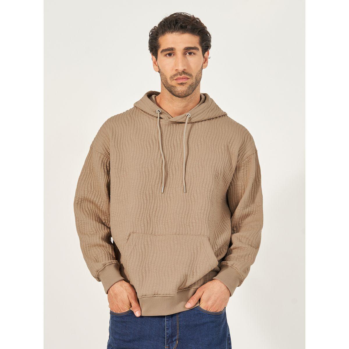 Styli Relaxed Fit Textured Hoodie with Kangaroo Pocket-men-winterwear-hoodiesandsweatshirts-image-1