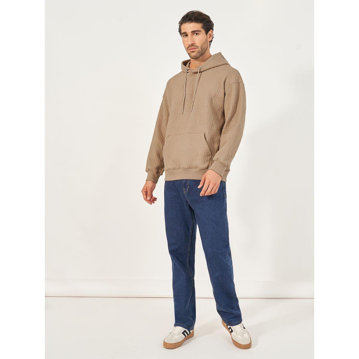 Styli Relaxed Fit Textured Hoodie with Kangaroo Pocket-men-winterwear-hoodiesandsweatshirts-image-2