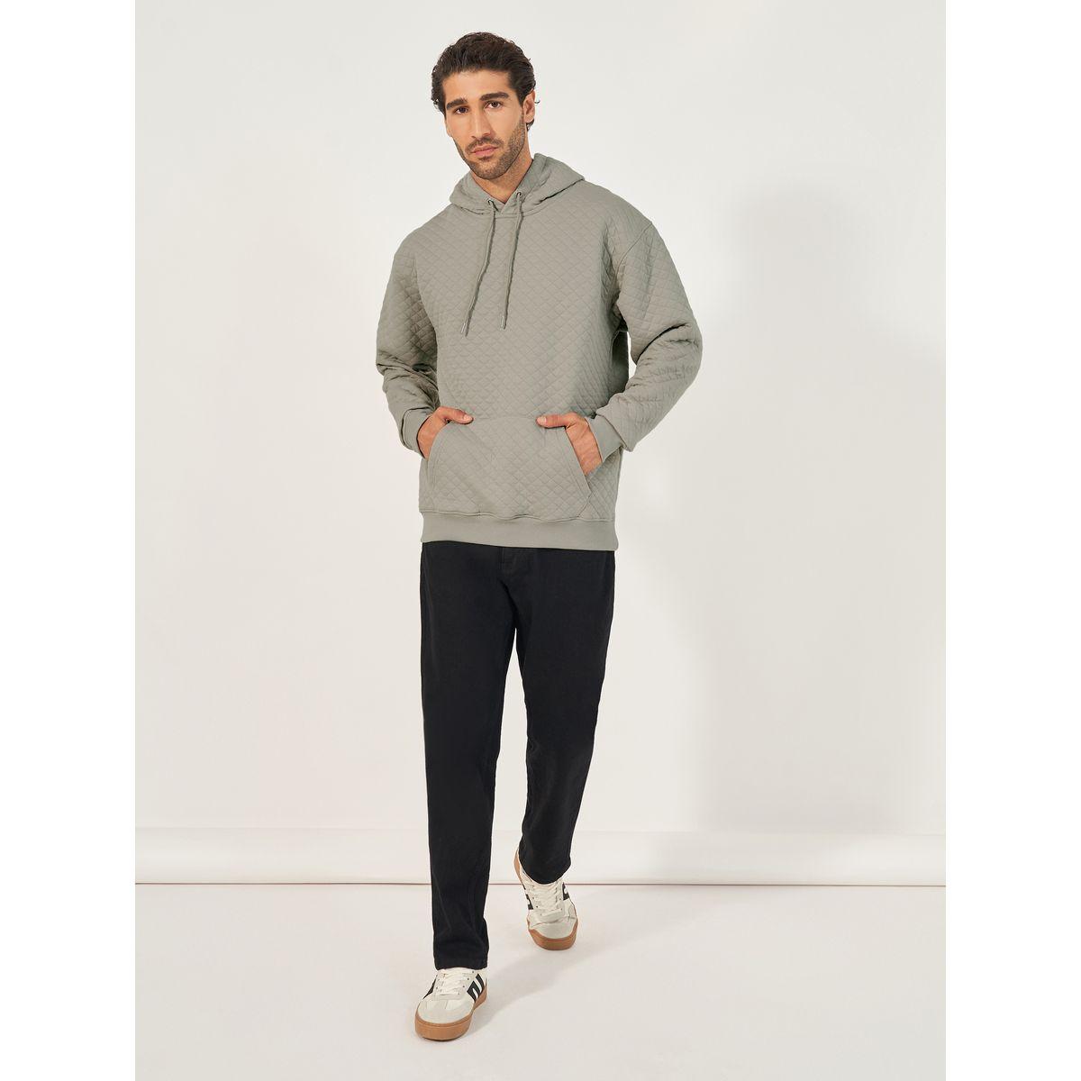 Styli Diamond Quilted Relaxed Hoodie with Kangaroo Pocket-men-winterwear-hoodiesandsweatshirts-image-2