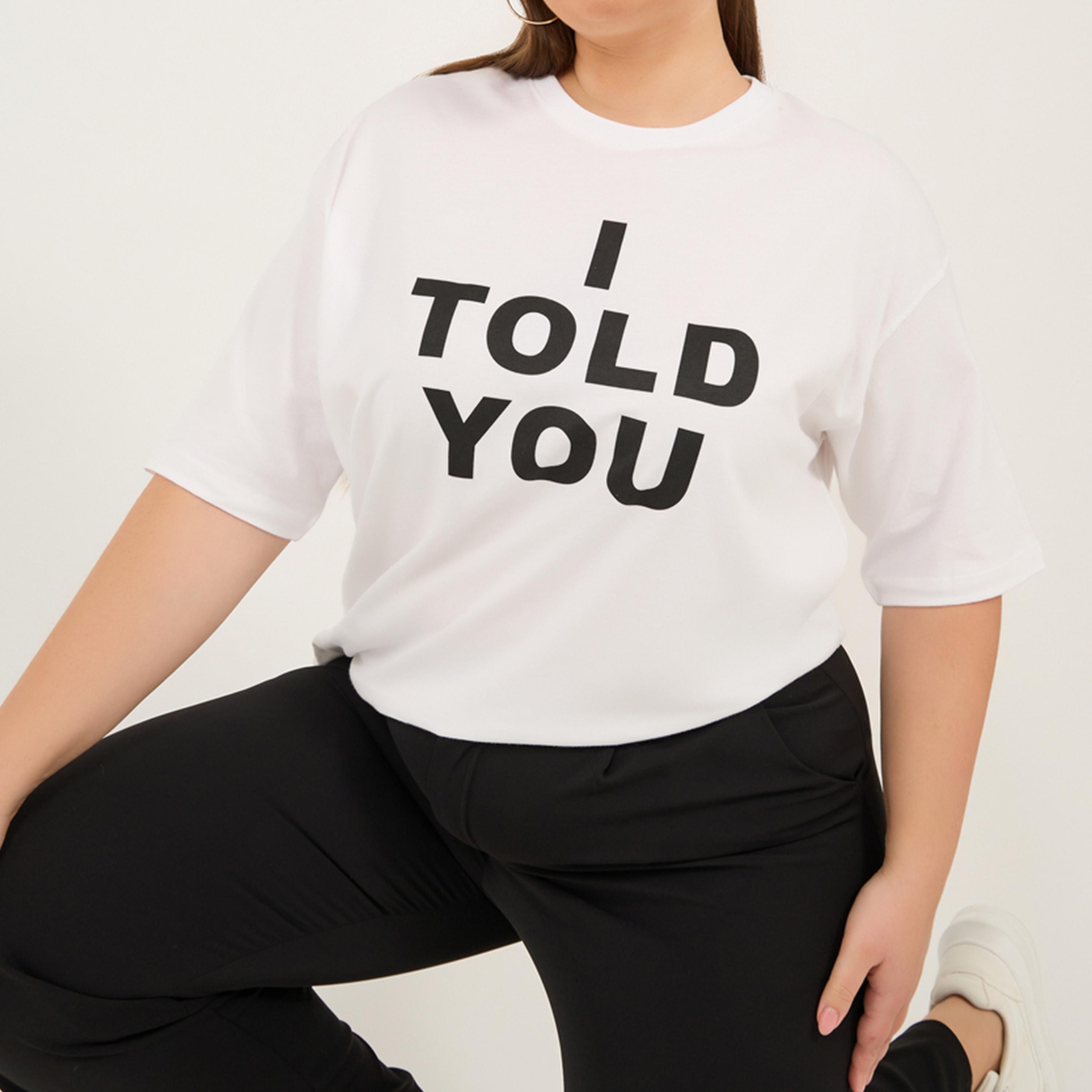 Styli Plus I Told Ya Slogan Print Round Neck Short Sleeve Oversized T-Shirt-women-clothing-nightwear-pyjamas-tops-image-1