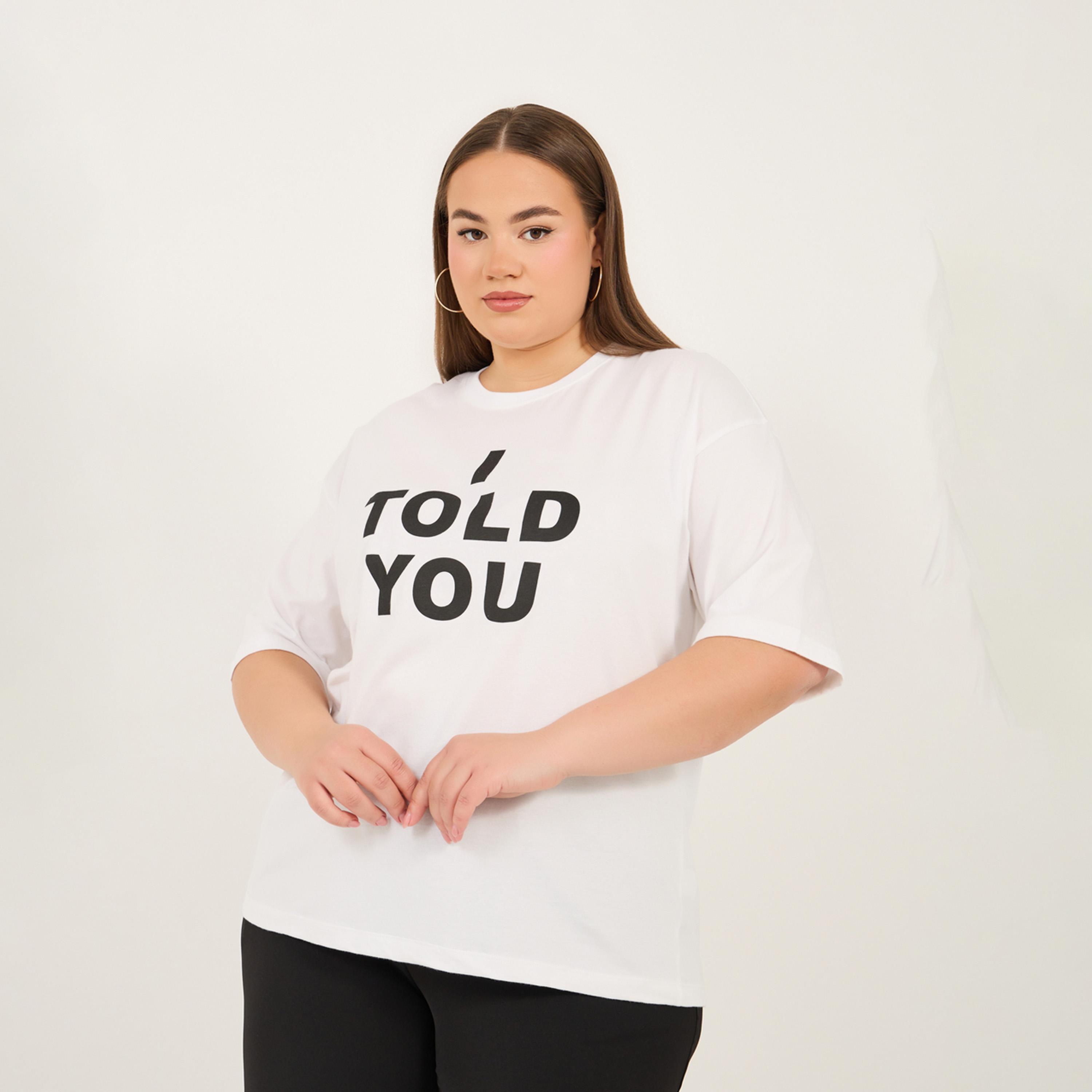 Styli Plus I Told Ya Slogan Print Round Neck Short Sleeve Oversized T-Shirt-women-clothing-nightwear-pyjamas-tops-image-3
