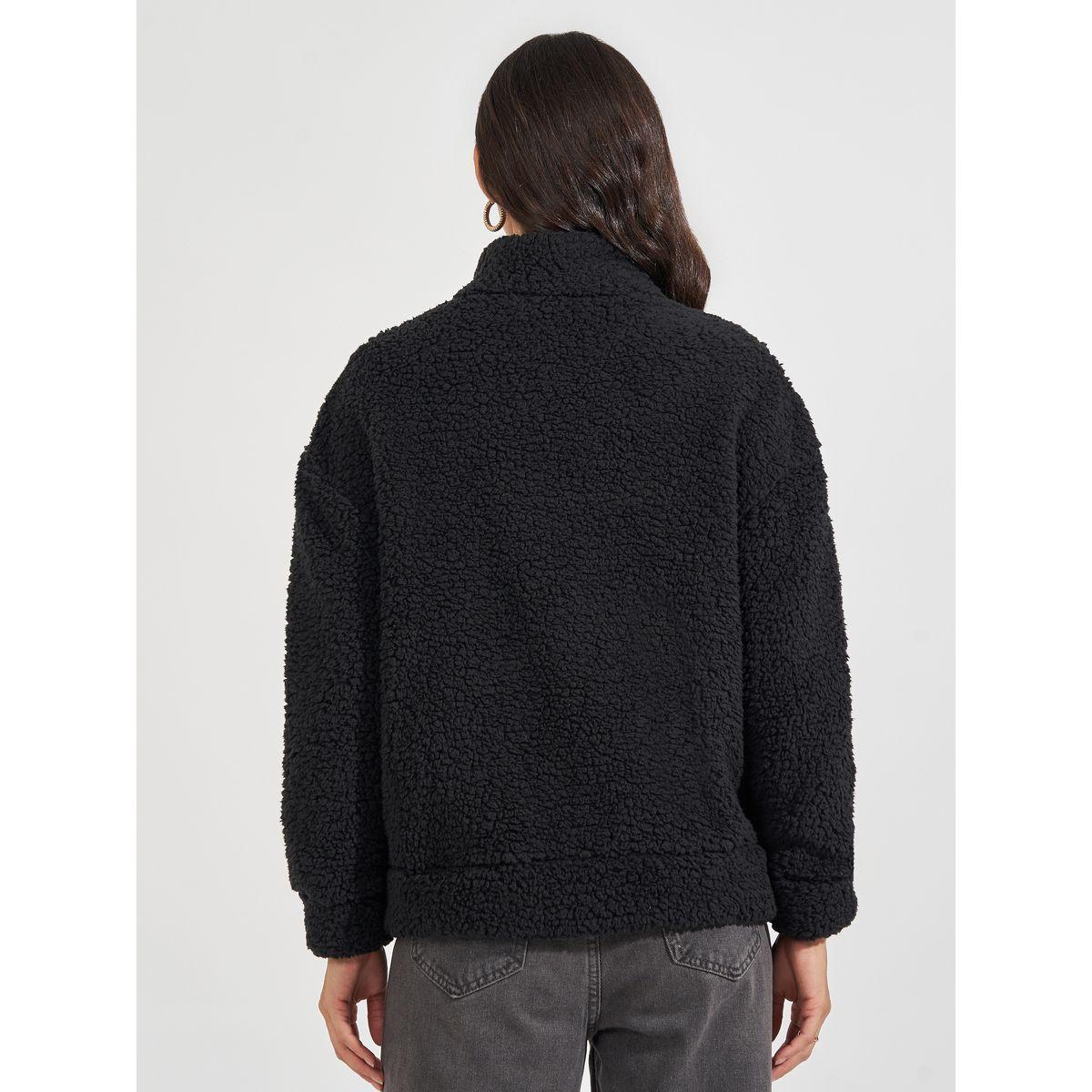 Styli Regular Fit Mixed Fabric Bomber Jacket-women-winterwear-coatsandjackets-jackets-image-5