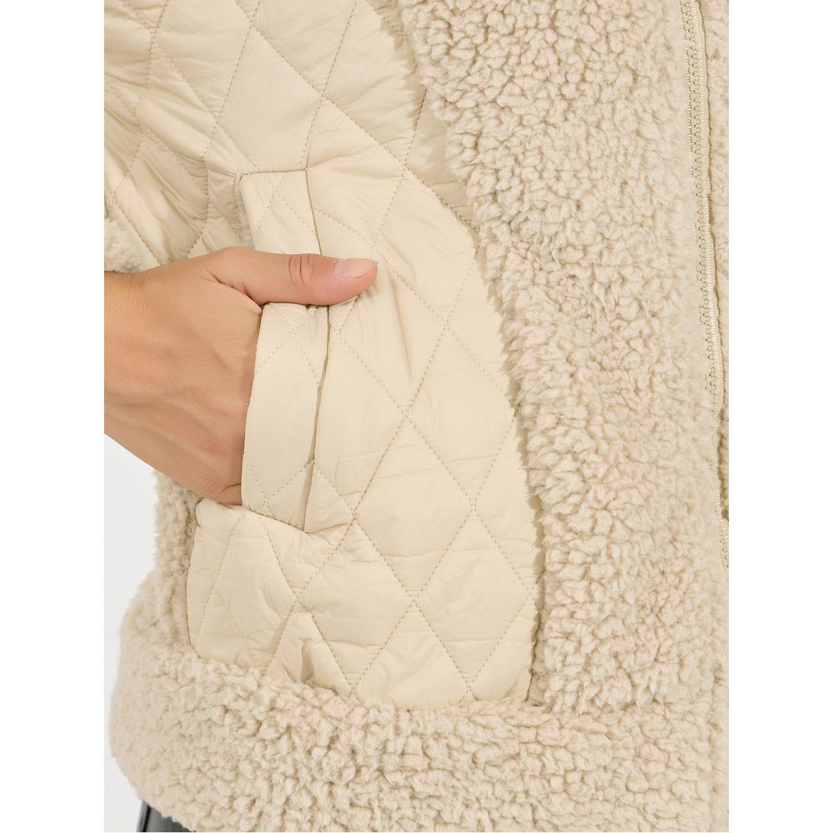 Styli Regular Fit Mixed Fabric Bomber Jacket-women-winterwear-coatsandjackets-jackets-image-4