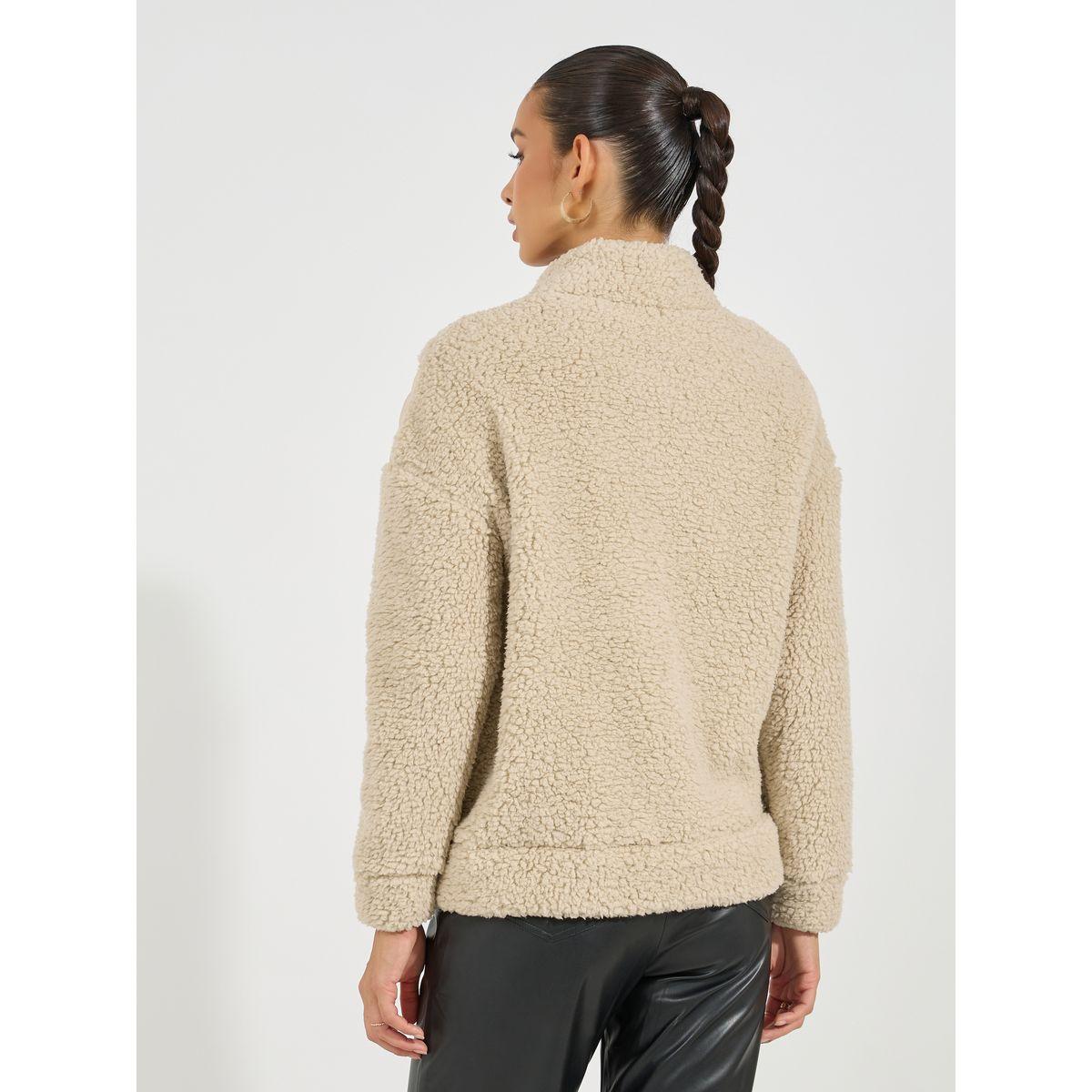 Styli Regular Fit Mixed Fabric Bomber Jacket-women-winterwear-coatsandjackets-jackets-image-6