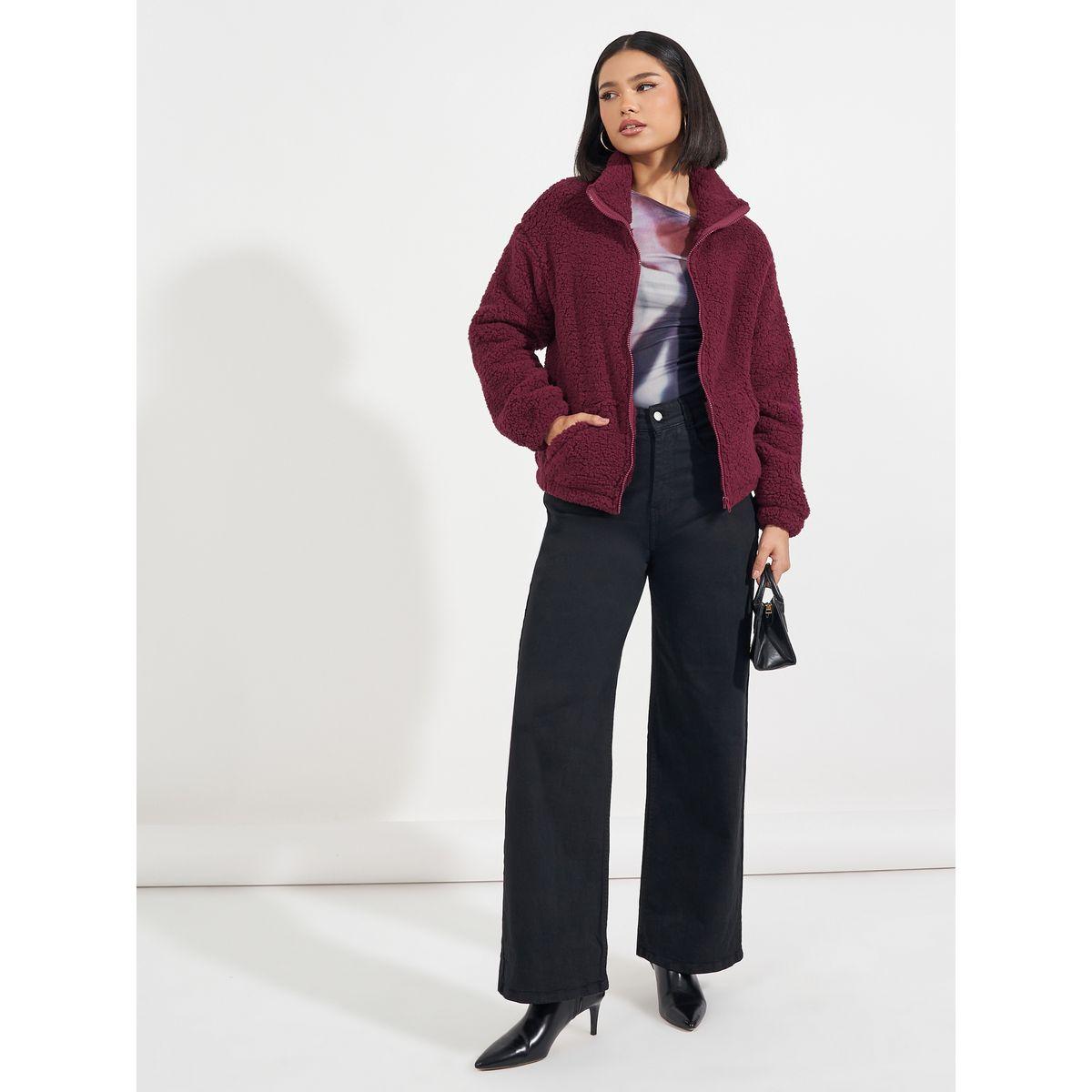 جاكيت بومبر بقصة عادية وفرو صناعي-women-winterwear-coatsandjackets-jackets-image-3