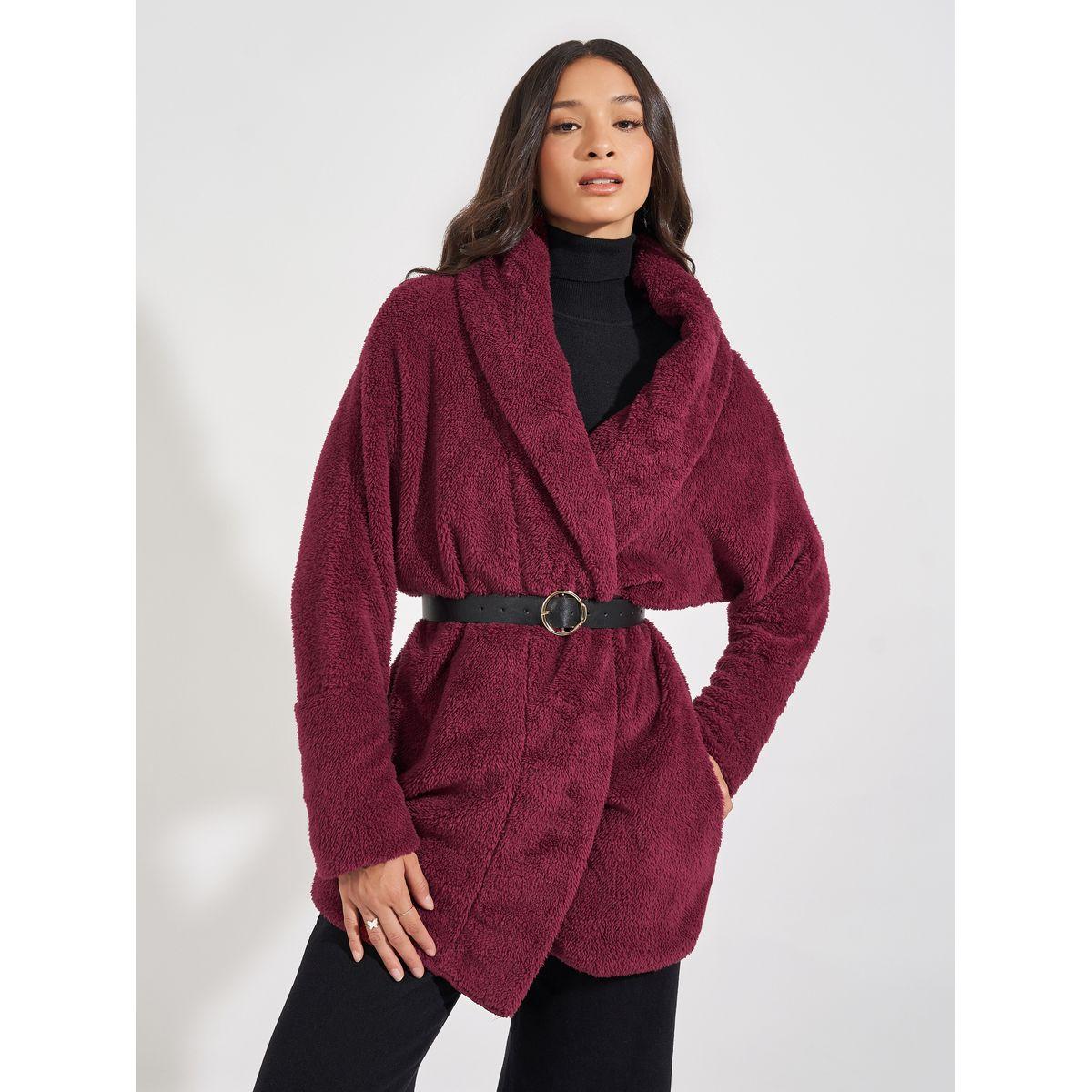 معطف طويل بقصة عادية وفرو صناعي-women-winterwear-coatsandjackets-jackets-image-3