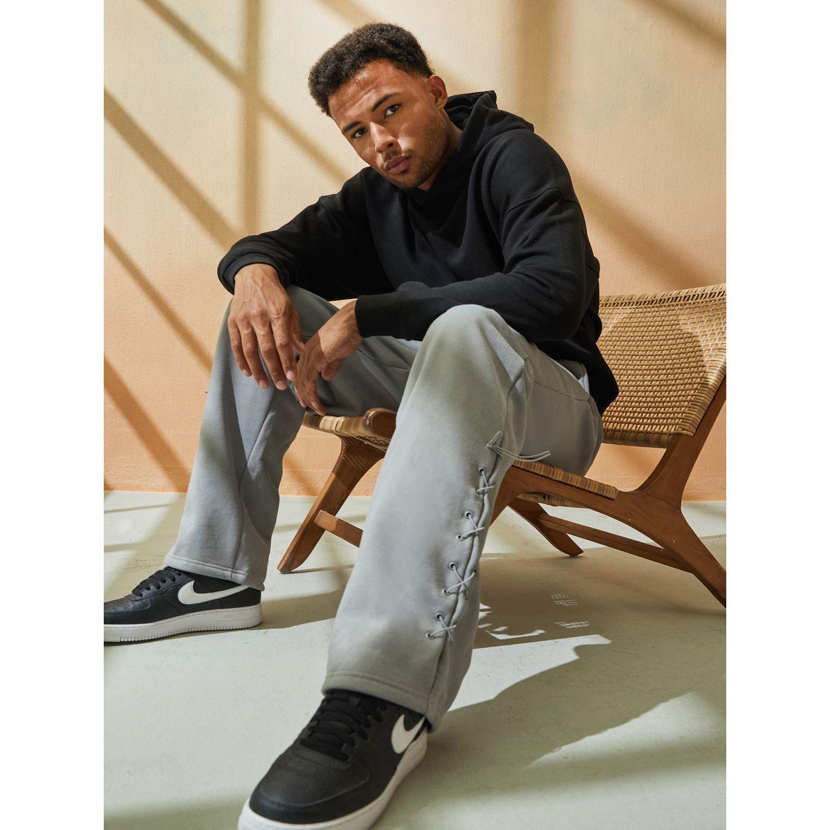 Styli Eyelet Detail Bonded Fleece Oversized Joggers-men-clothing-bottoms-joggers-image-1