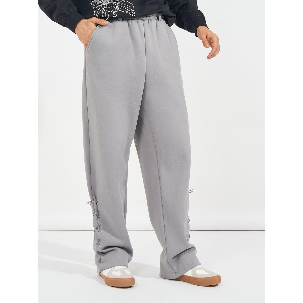 Styli Eyelet Detail Bonded Fleece Oversized Joggers-men-clothing-bottoms-joggers-image-3