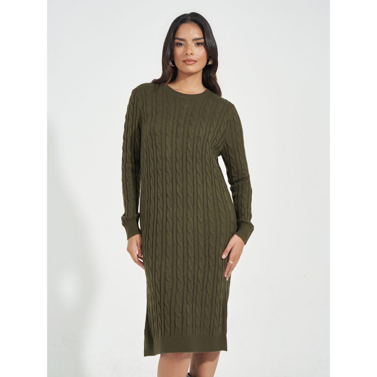 Styli Cable Knit Sweater Knee Length Dress-women-clothing-dresses-image-2