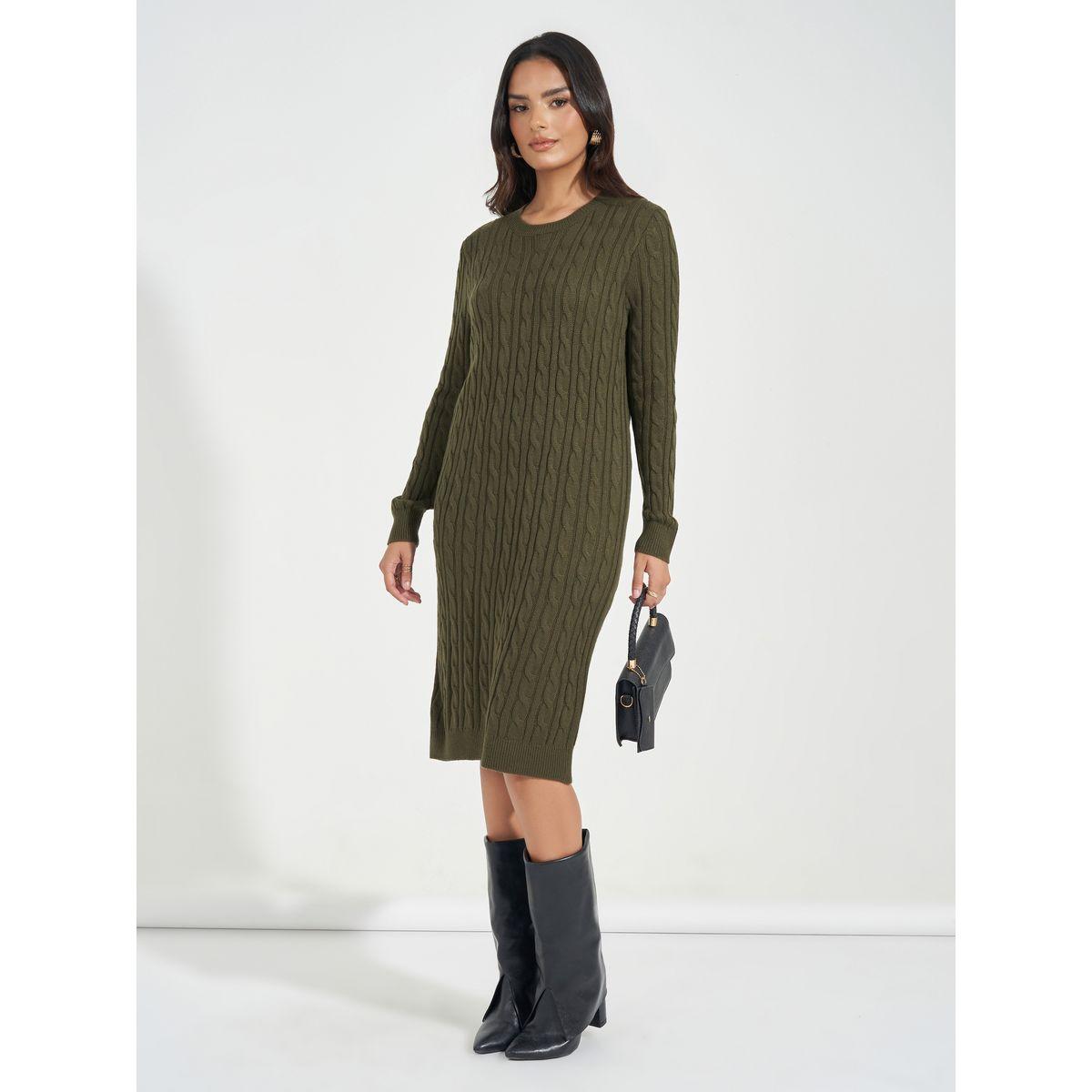 Styli Cable Knit Sweater Knee Length Dress-women-clothing-dresses-image-4