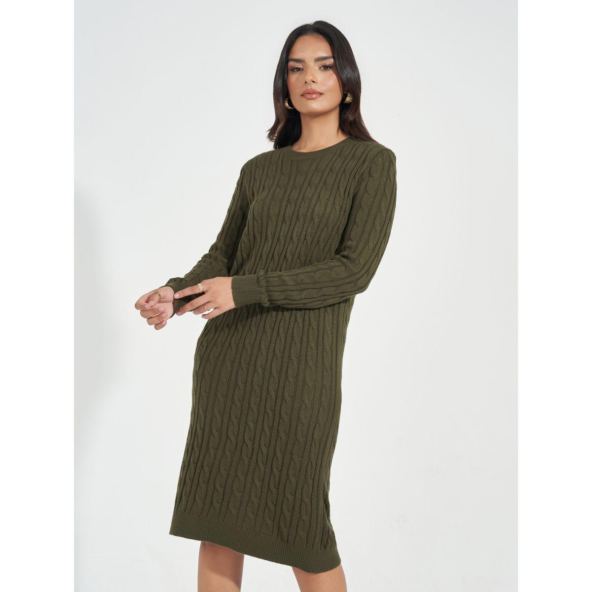 فستان بطول الركبة وتفاصيل محبوكة-women-clothing-dresses-image-5