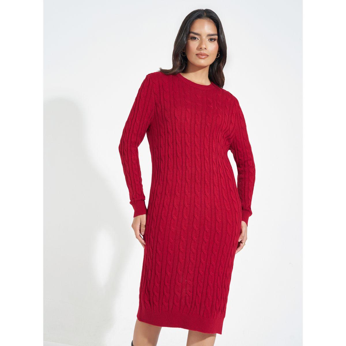 فستان بطول الركبة وتفاصيل محبوكة-women-clothing-dresses-image-3