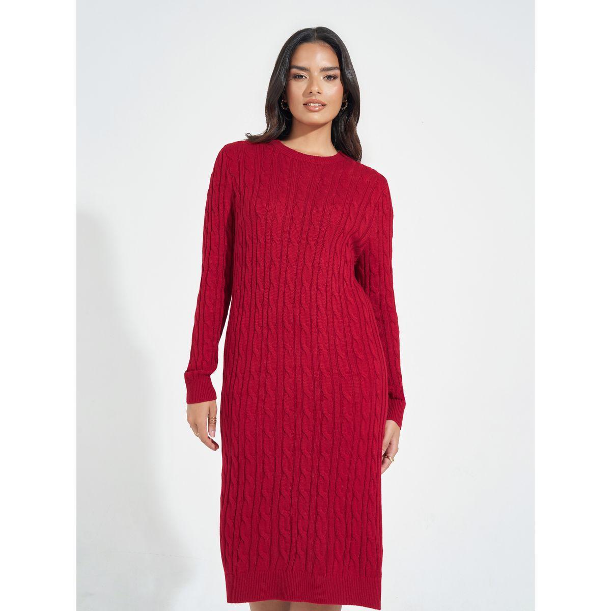 فستان بطول الركبة وتفاصيل محبوكة-women-clothing-dresses-image-4