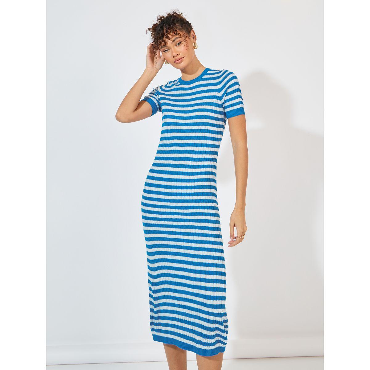 Styli Striped Knit Sweater Midi Dress-women-clothing-dresses-image-2