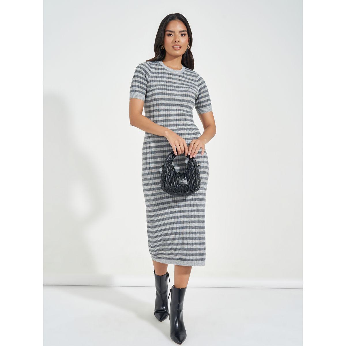 Styli Striped Knit Sweater Midi Dress-women-clothing-dresses-image-1