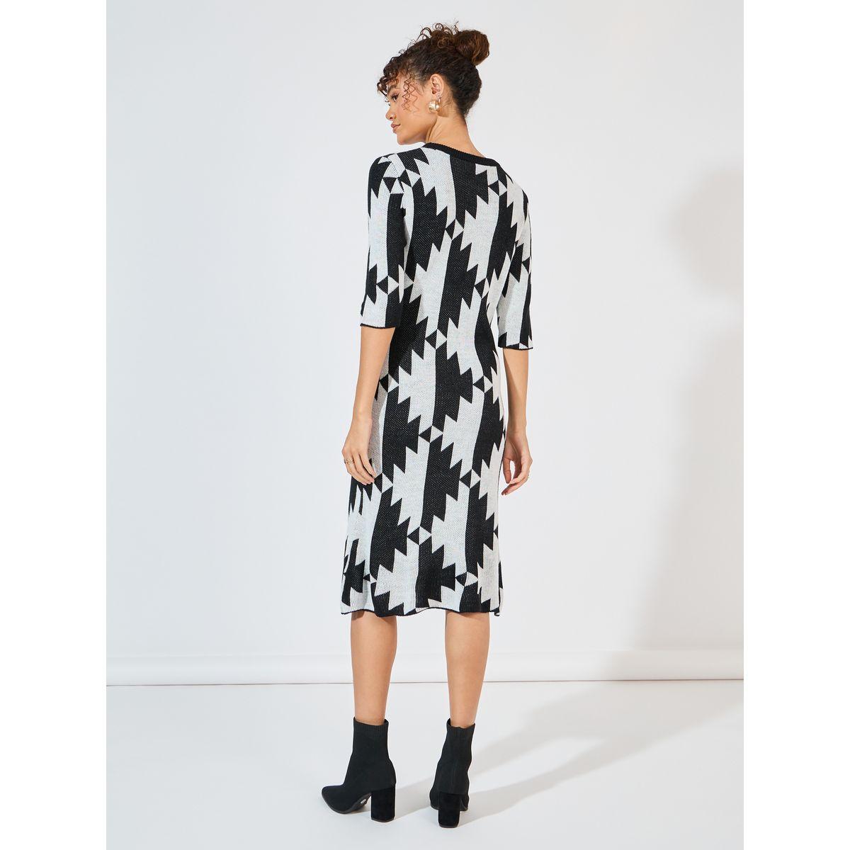 فستان بطول الركبة مع طبعة هندسية-women-clothing-dresses-image-6