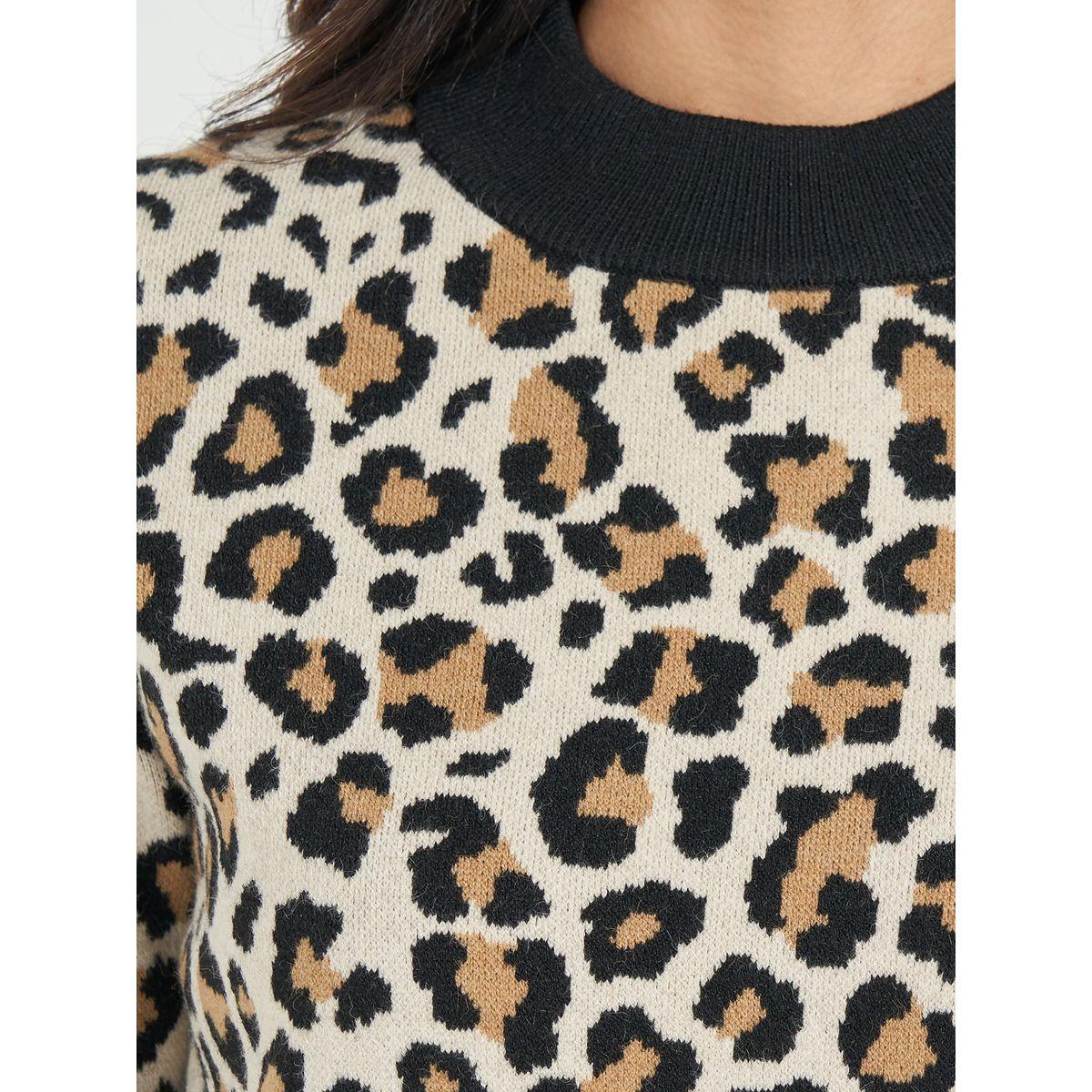 Styli Animal Print Knit Sweater Knee Length Dress-women-clothing-dresses-image-3