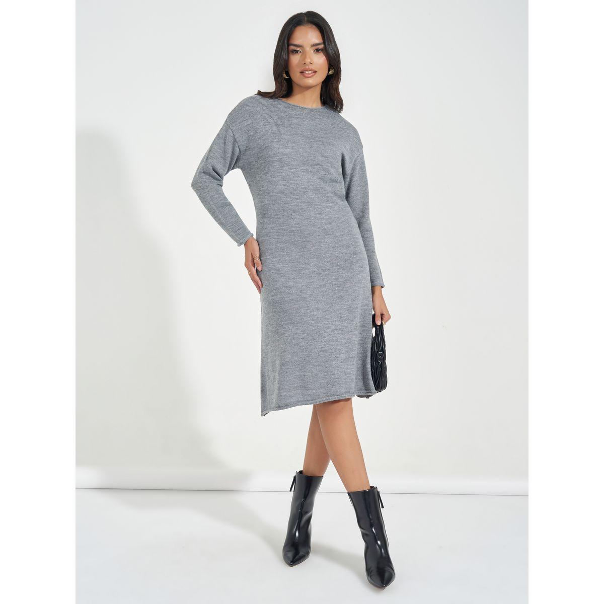 Styli Plain Knit Sweater Knee Length Dress-women-clothing-dresses-image-3