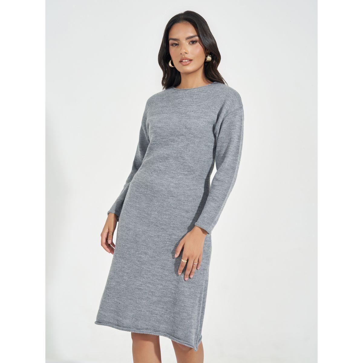 Styli Plain Knit Sweater Knee Length Dress-women-clothing-dresses-image-5