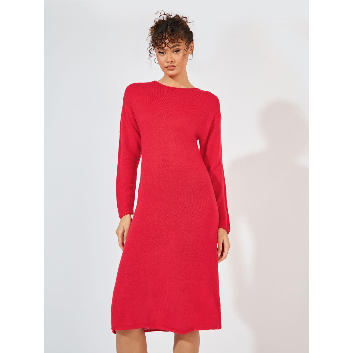 فستان سادة محبوك بطول الركبة-women-clothing-dresses-image-5