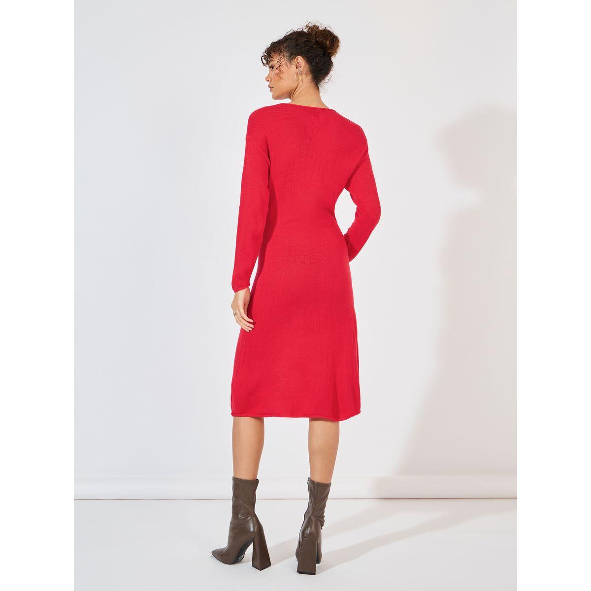 فستان سادة محبوك بطول الركبة-women-clothing-dresses-image-6