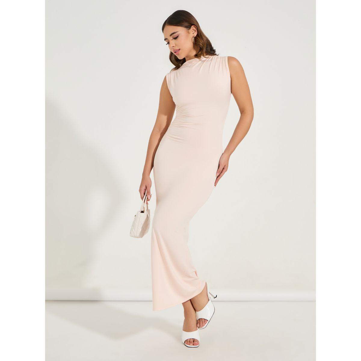 Styli Solid Sleeveless Bodycon Maxi Dress with Back Slit-women-clothing-dresses-image-1