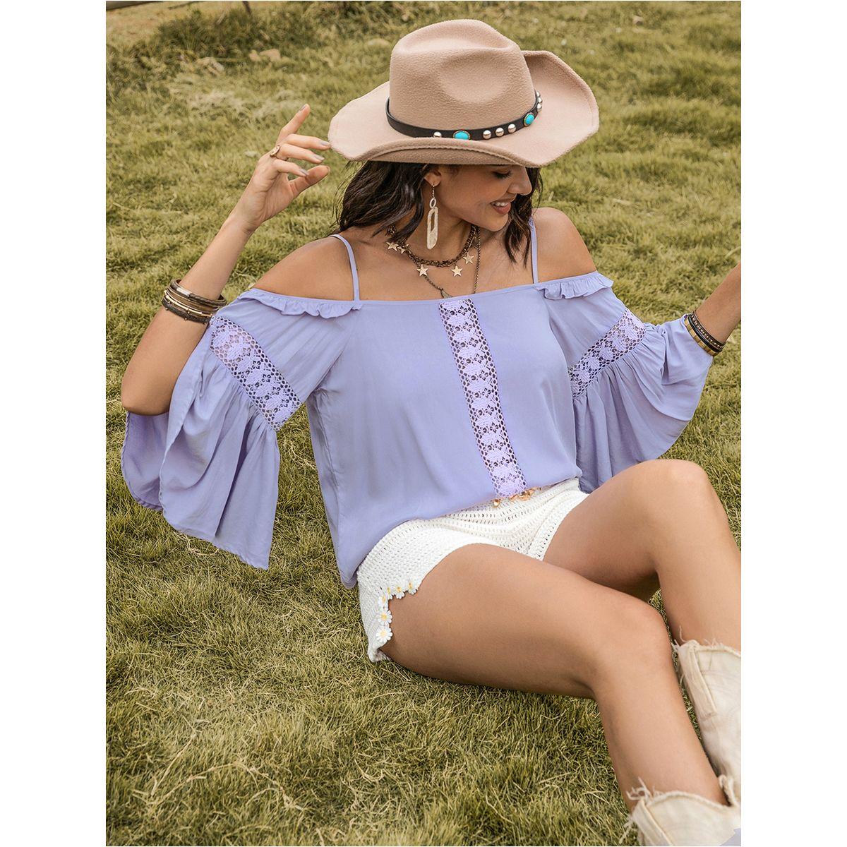 Russty Dustty X Styli Russty Dustty Cold Shoulder Flared Sleeves Blouse-women-clothing-shirtsandblouses-blouses-image-2