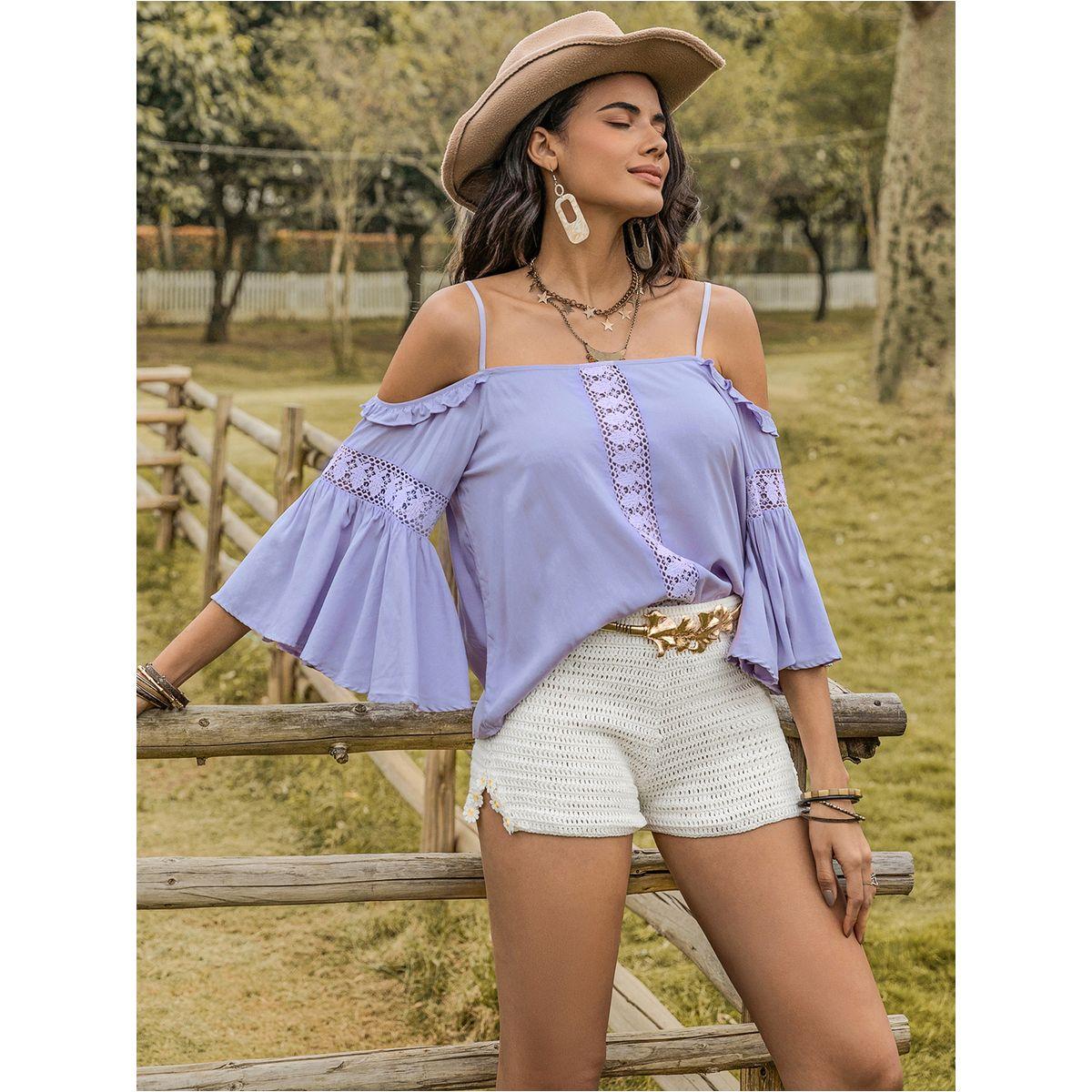Russty Dustty X Styli Russty Dustty Cold Shoulder Flared Sleeves Blouse-women-clothing-shirtsandblouses-blouses-image-4