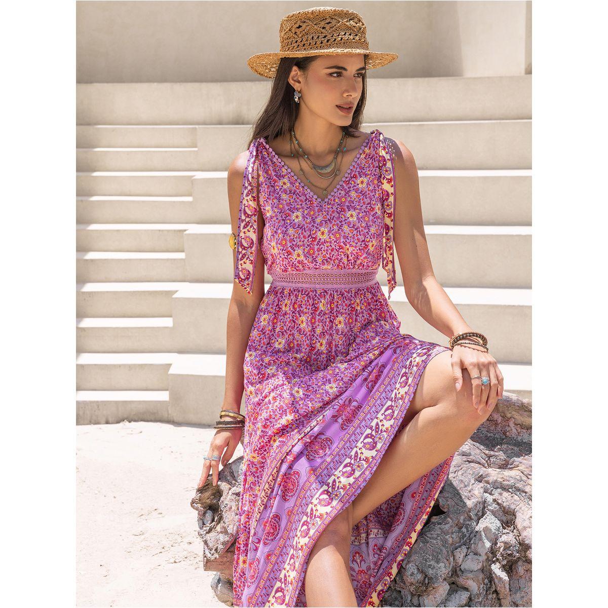 فستان طويل مطبع بالكامل مع اربطة رَستي دَستي × ستايلي-women-clothing-dresses-image-2
