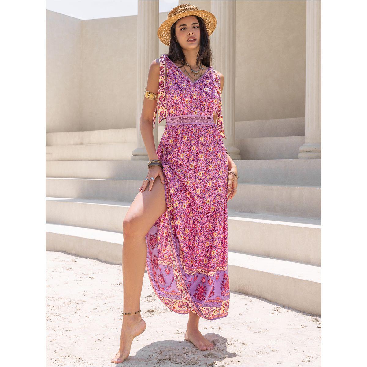 فستان طويل مطبع بالكامل مع اربطة رَستي دَستي × ستايلي-women-clothing-dresses-image-5