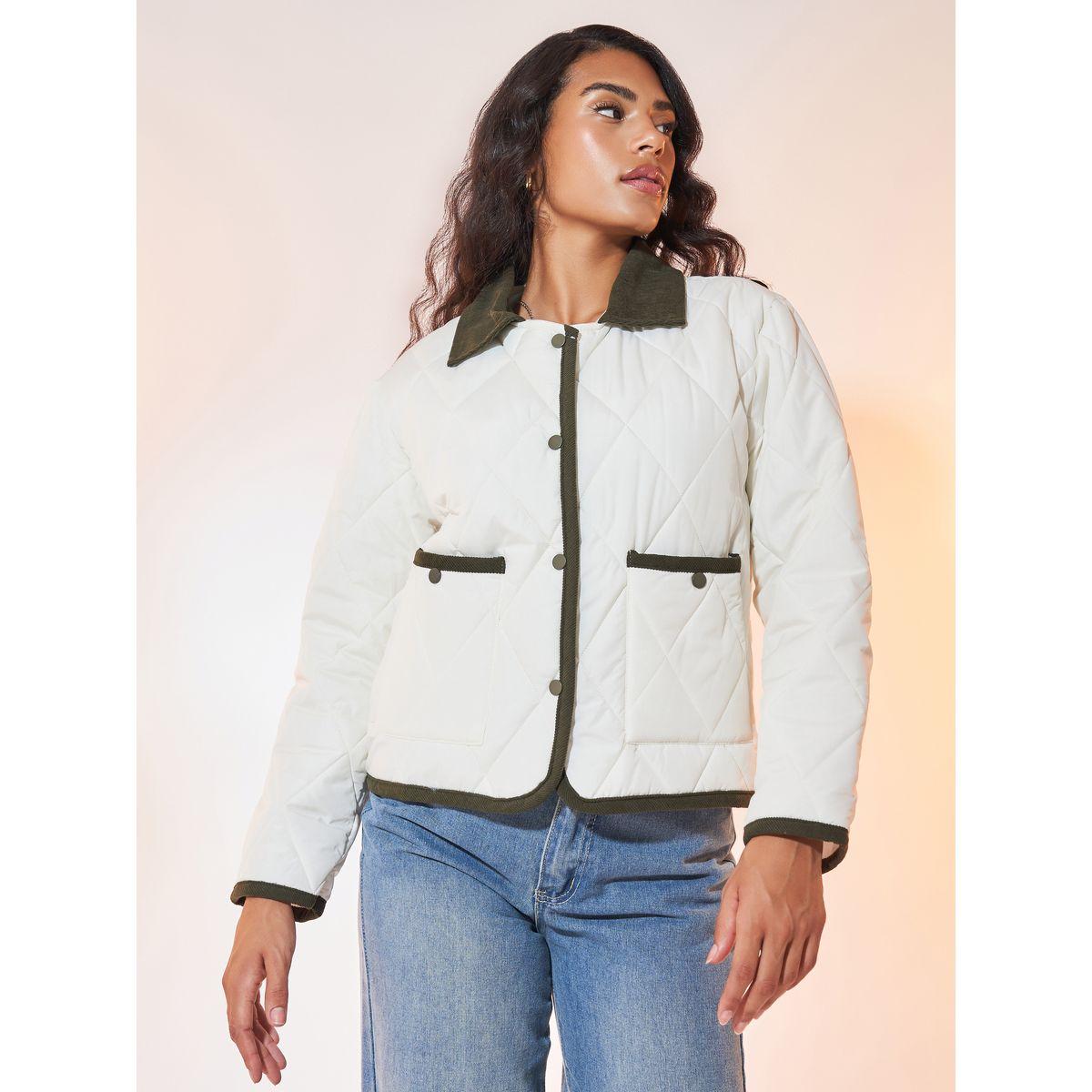 Styli Quilted Contrast Buttoned Jacket-women-clothing-coatsandjackets-coats-image-1